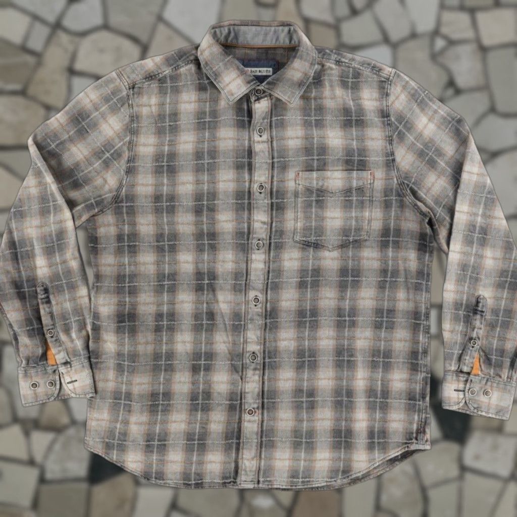 Vintage 32 Bar Blues Cotton Plaid Long Sleeve Button Up Shirt Gray Men's L Size US L / EU 52-54 / 3 - 1 Thumbnail