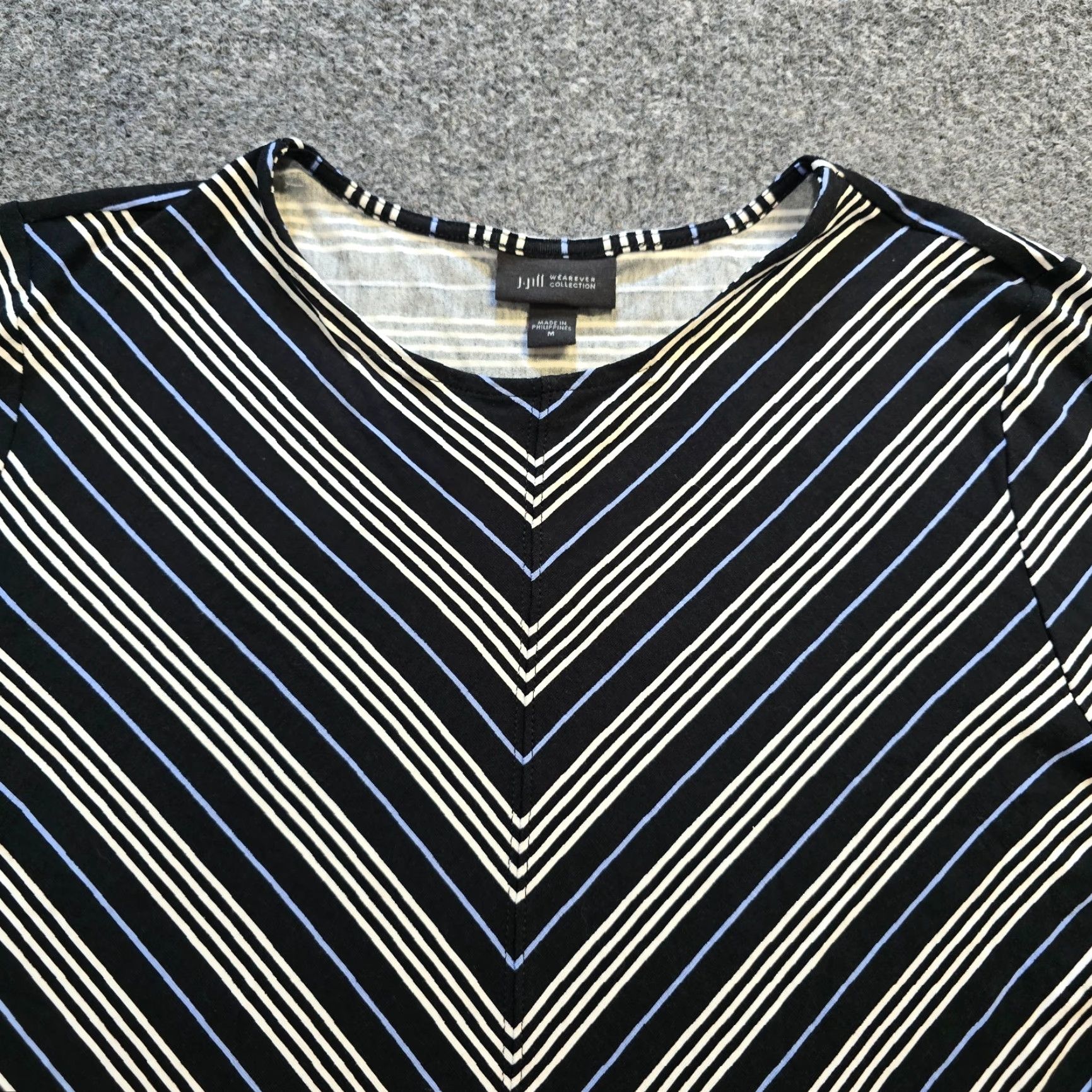 J. Jill J. Jill Top Womens Size Medium Black Stripe Boxy 3/4 Sleeves Stretchy Wearever Shirt Mens Womens Size M / US 6-8 / IT 42-44 - 2 Thumbnail