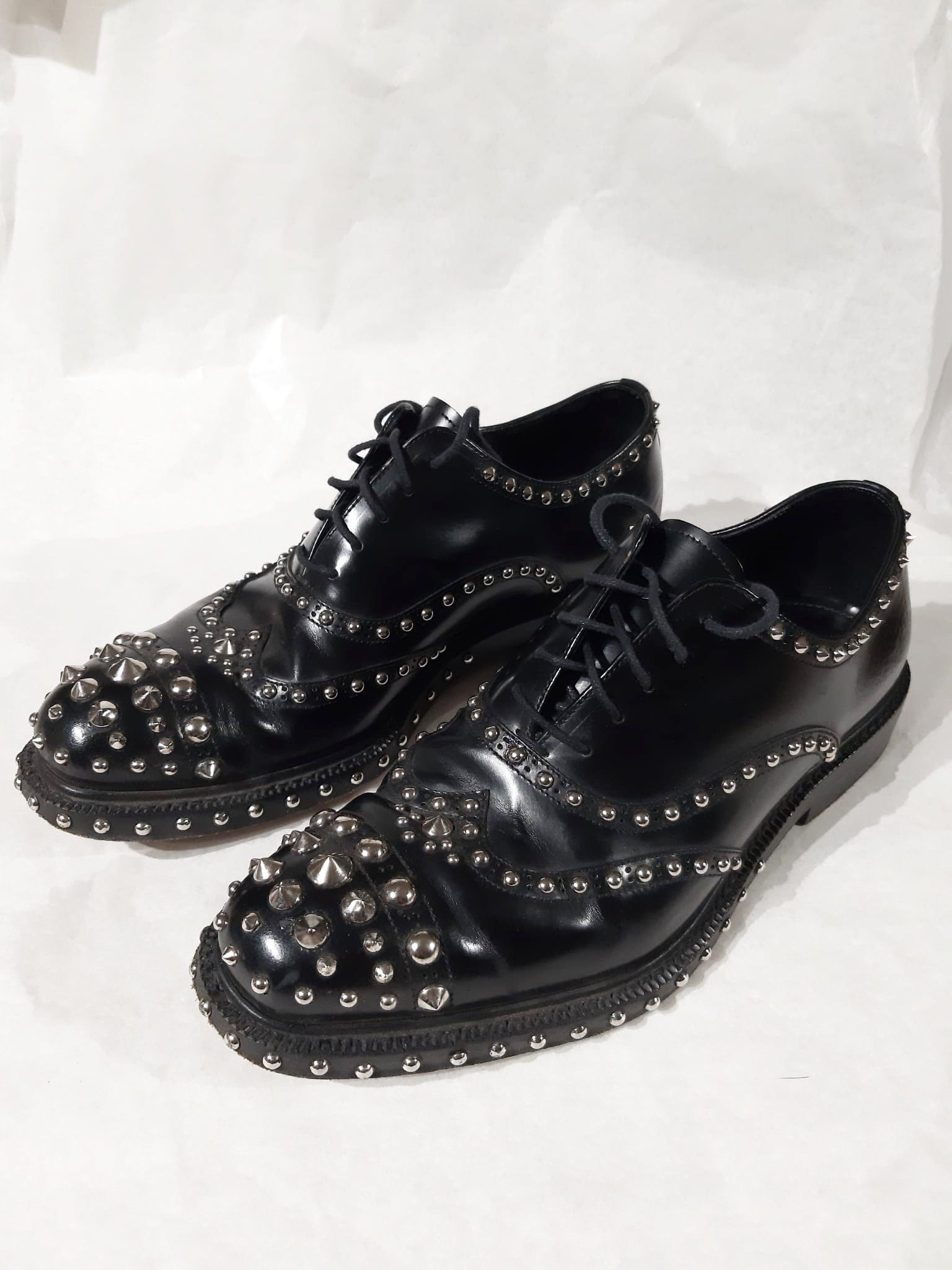 Prada FW 2009 Runway Studded Leather Derby Shoes Size US 7.5 / EU 40-41 - 3 Thumbnail