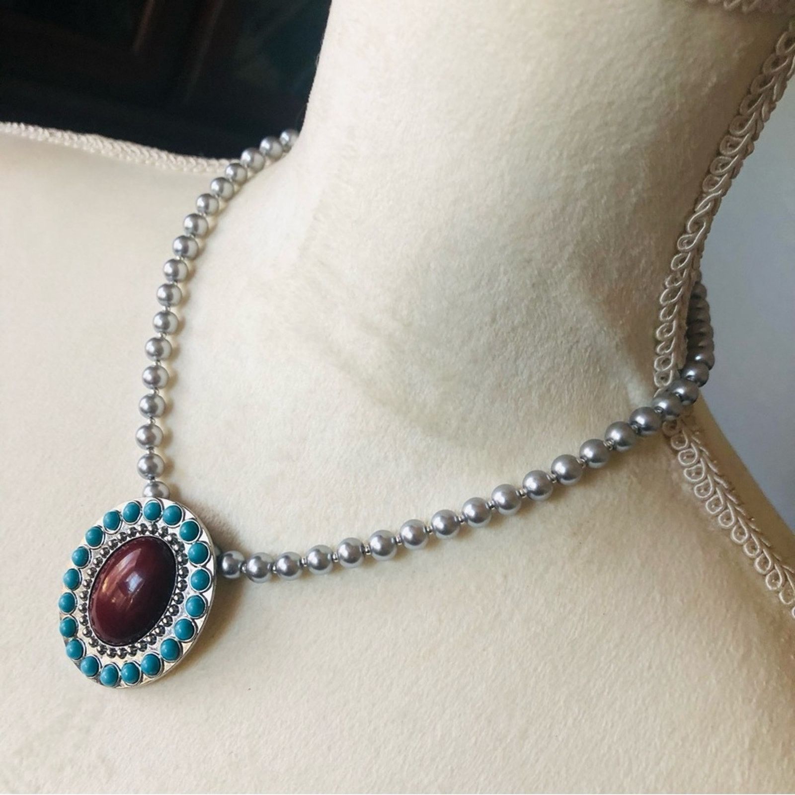 Handmade Handcrafted repurpose vintage southwest Pearl necklace Size ONE SIZE - 4 Thumbnail