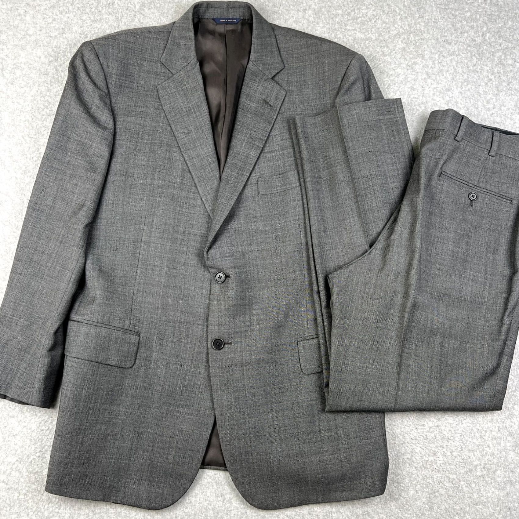 Brooks Brothers Brooks Brothers Wool Suit Coat Blazer Pants Set 44R Mens 34x30 Grey Pleated 2 Piece Classic Wool Suit Mens Gray Formal Size 44R - 2 Thumbnail