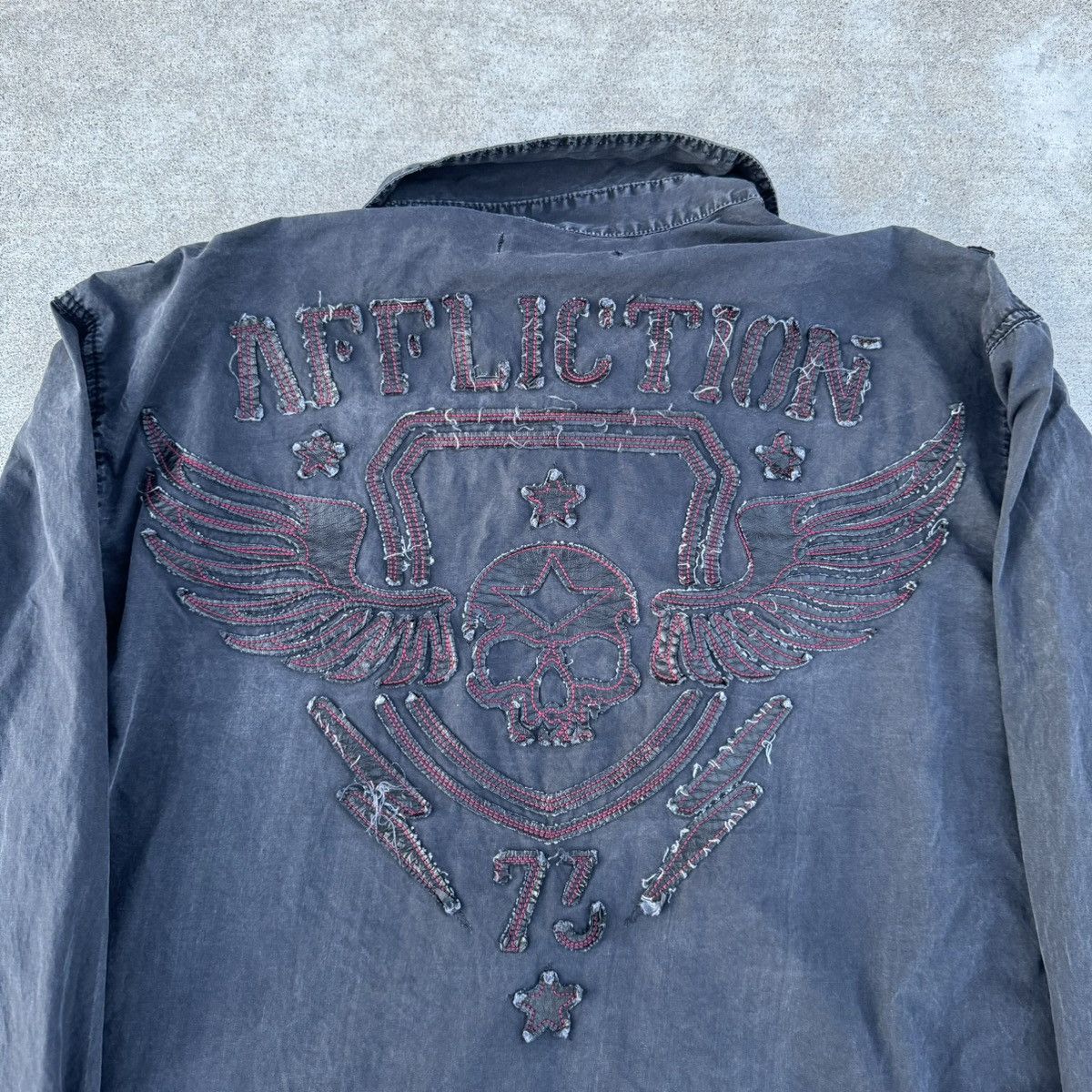 Affliction × JNCO Vintage Y2K Black Grunge Affliction AOP Button Up Baggy XXL Size US XXL / EU 58 / 5 - 2 Thumbnail