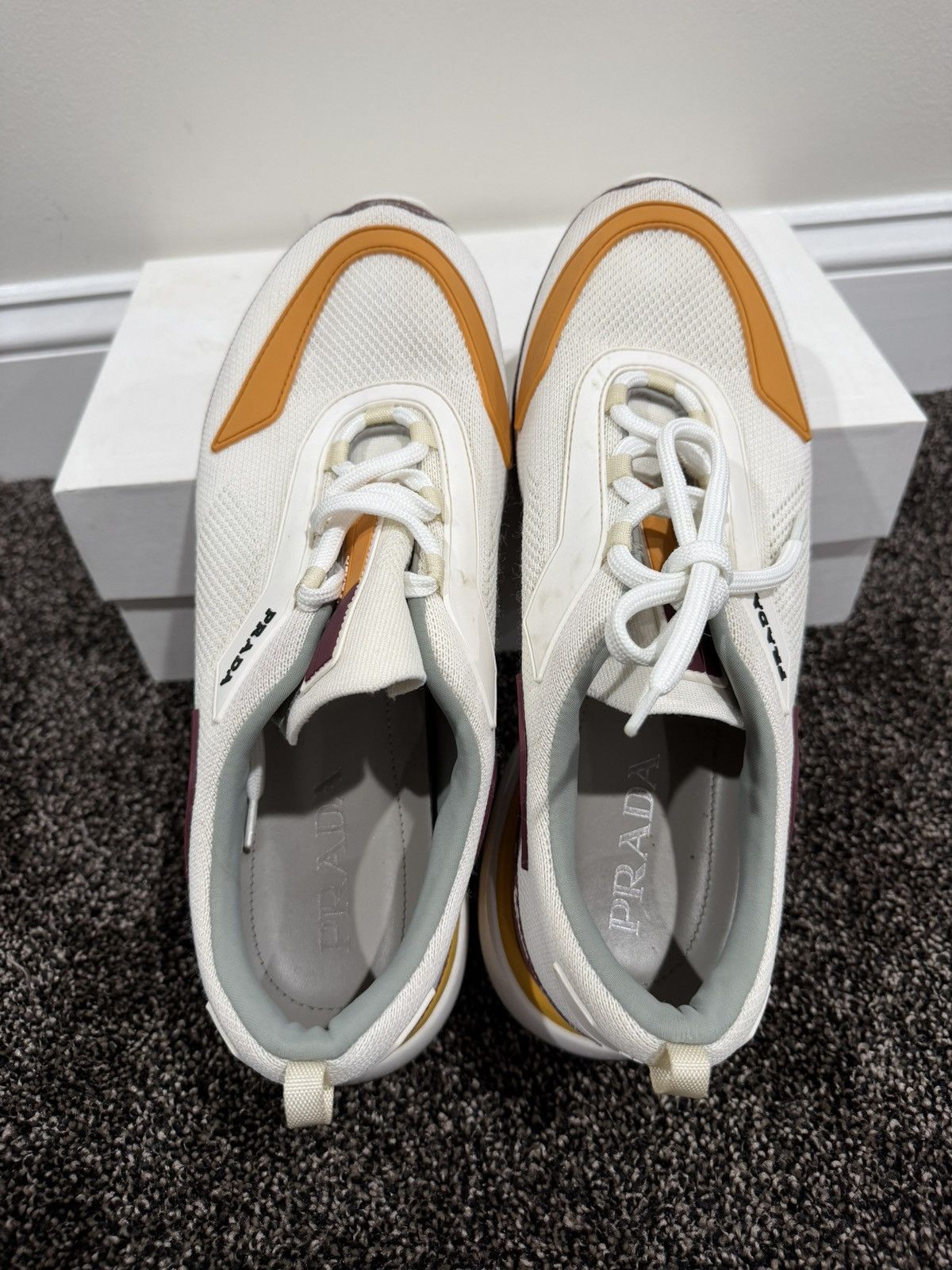 Prada Prada Cloudbust Knit White/Orange Trainer Sneakers Size US 10 / EU 43 - 9 Thumbnail