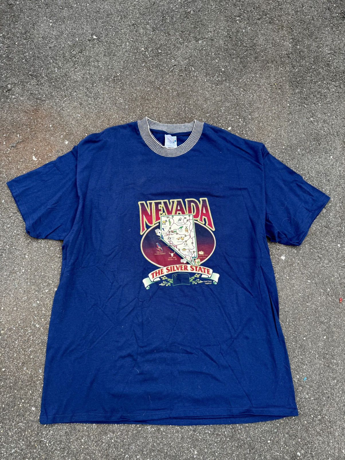 Hanes VINTAGE Nevada Silver State Map Graphic Shirt MADE IN USA Size US XXL / EU 58 / 5 - 1 Thumbnail