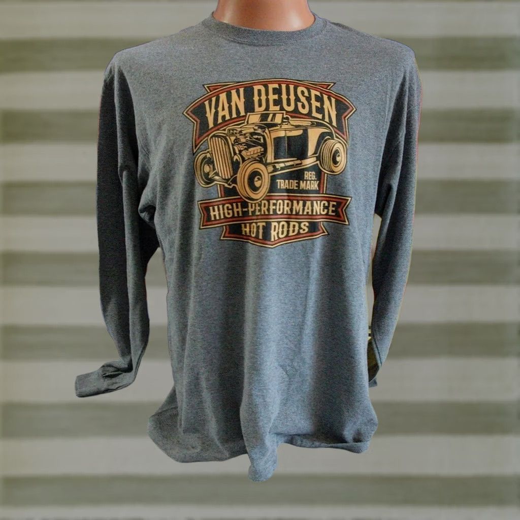 Gildan Vintage Van Deusen Hot Rods Long Sleeve Shirt - Mens XL, Knit - Gray (1998-2029) Size US XL / EU 56 / 4 - 1 Thumbnail