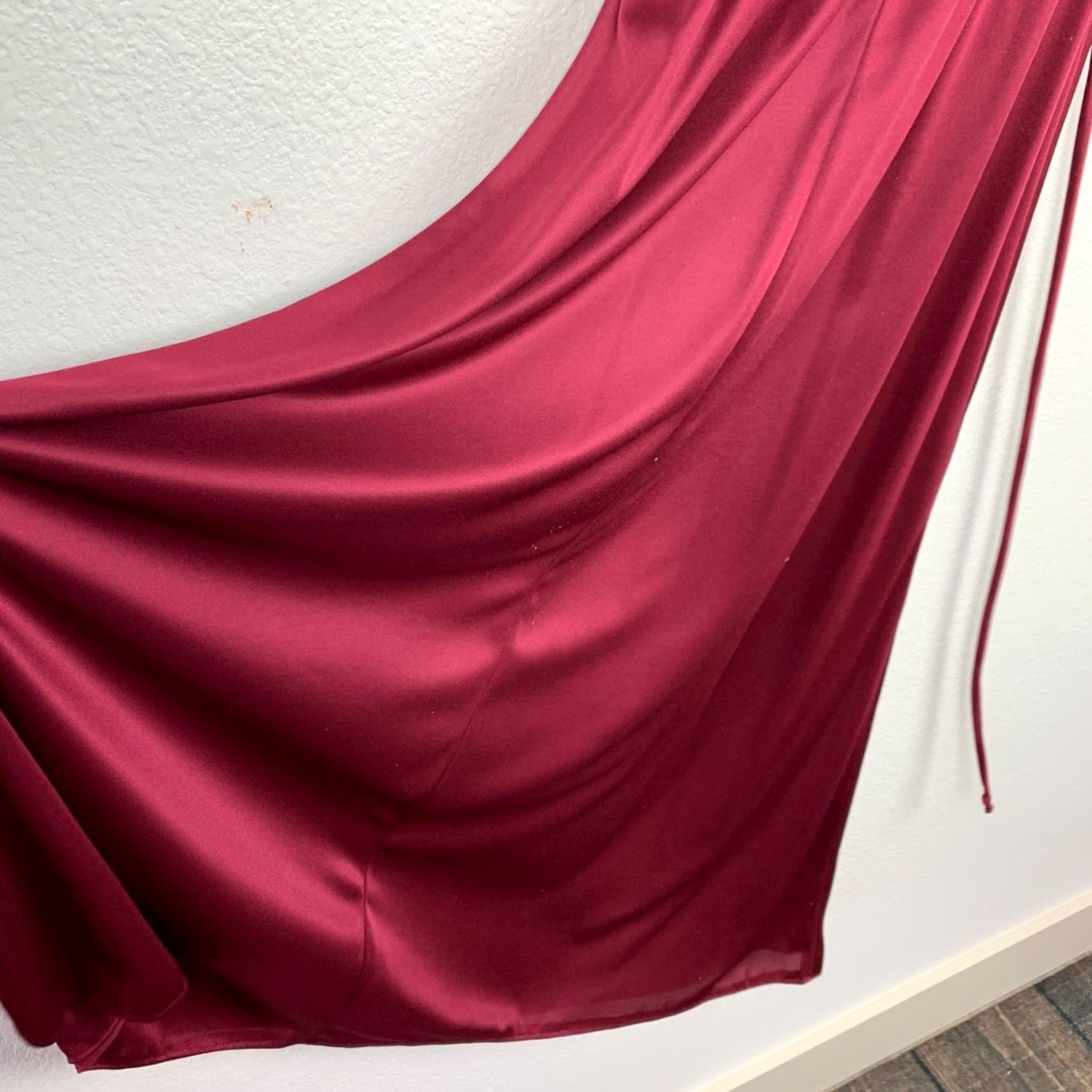 JCPenney Vintage JcPenney Wine Red Chiffon Ruffle Maxi Dress 7/8 Juniors Evening 1980s Polyester Size M / US 6-8 / IT 42-44 - 4 Thumbnail
