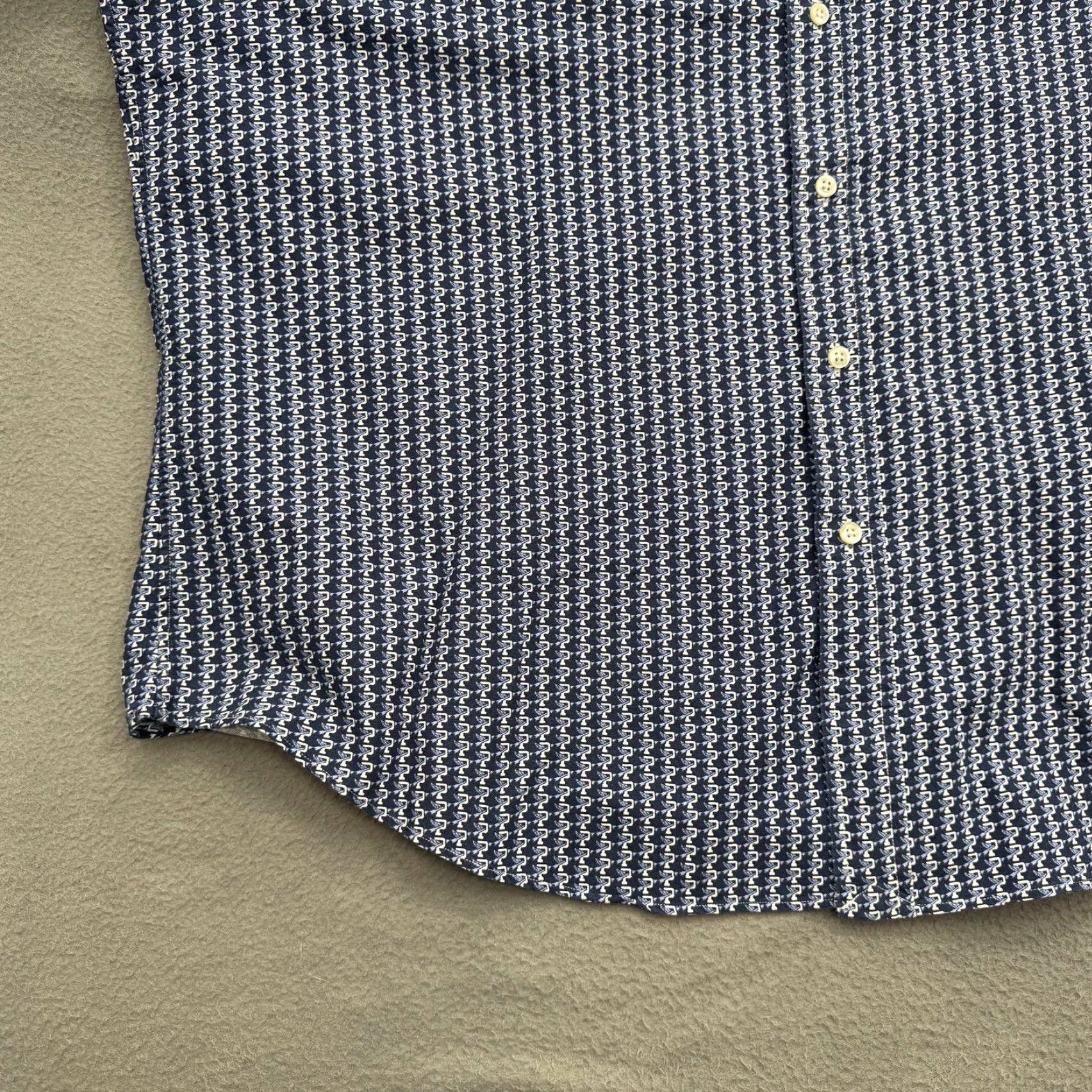 Ralph Lauren Ralph Lauren Shirt Mens 2XL Blue White Classic Fit Short Sleeve Cotton Patterned Geometric Button-Down Shirt Size US XXL / EU 58 / 5 - 6 Thumbnail