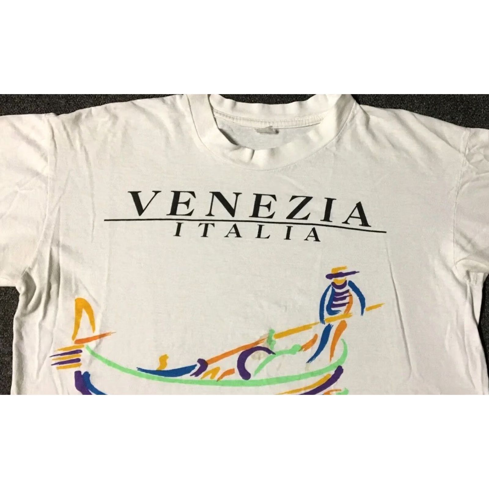 Vintage VINTAGE Venice Italy Gondola Shirt S White 80s 90s Vaporwave Grunge USA Mens T-Shirt Single Stitch Classic Fit Small Size US S / EU 44-46 / 1 - 7 Thumbnail