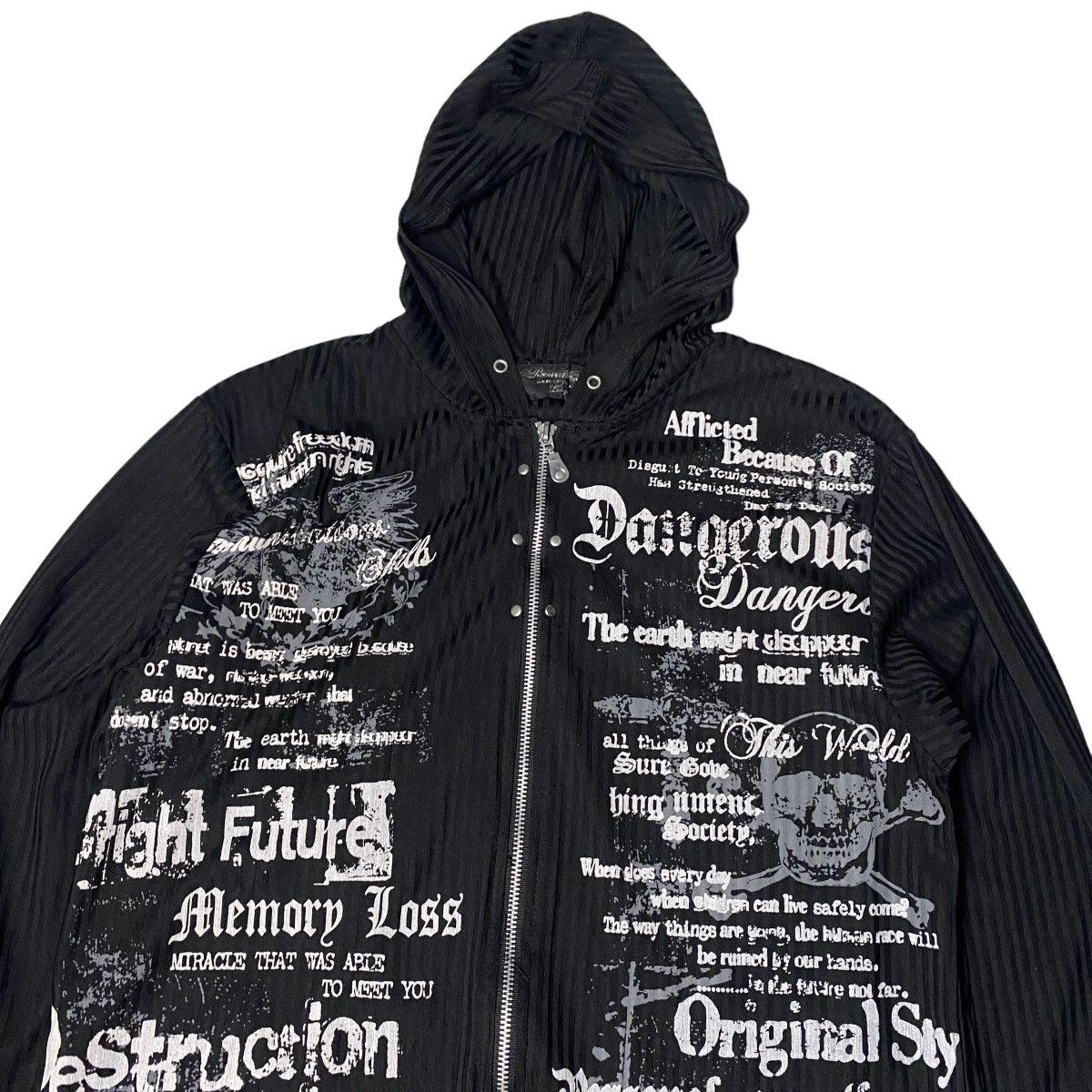 14th Addiction 2000's Beaumere Skull Poem Thermal Zip Hoodie Size US M / EU 48-50 / 2 - 2 Thumbnail