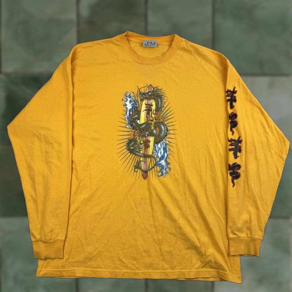 Salem Sportswear VINTAGE Jem Sportswear Long Sleeve Shirt Adult XL Yellow Grunge Y2K Mens Size US XL / EU 56 / 4 - 1 Thumbnail