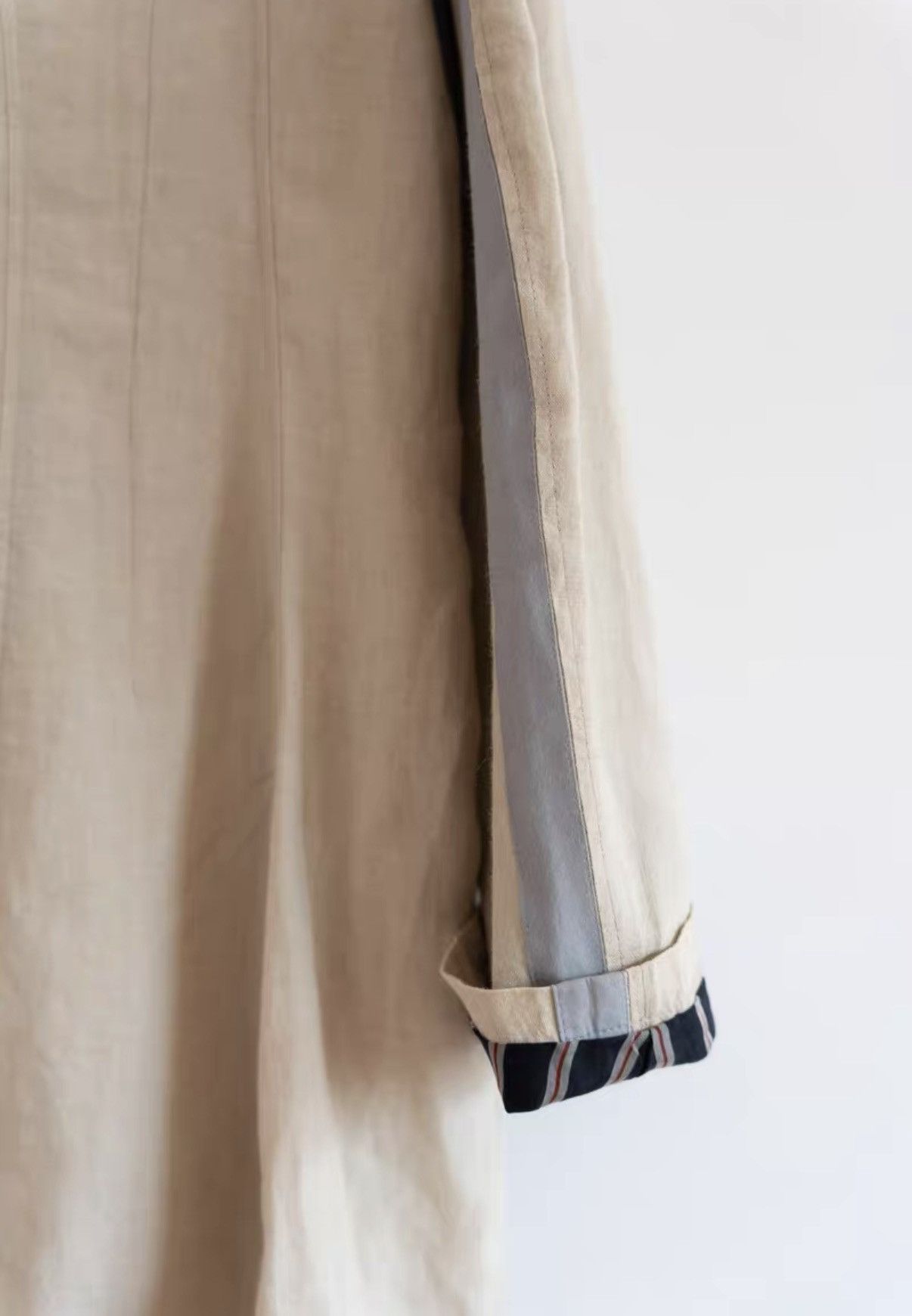 Yohji Yamamoto Yohji Yamamoto 16SS Side Stripe Linen Long Blazer K4 Size US XL / EU 56 / 4 - 5 Thumbnail