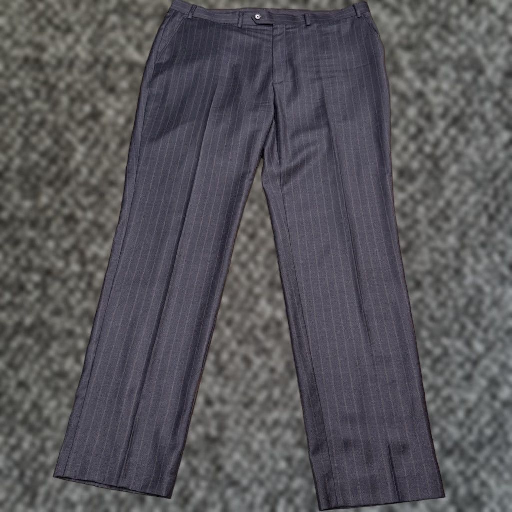 Ralph Lauren Lauren Ralph Lauren Dress Pants Mens 40x34 Gray Burgundy Stripe Mid Rise Wool Rayon Formal Business Straight Front Zip Pockets Logo Vintage No Size US 40 / EU 56 - 1 Thumbnail