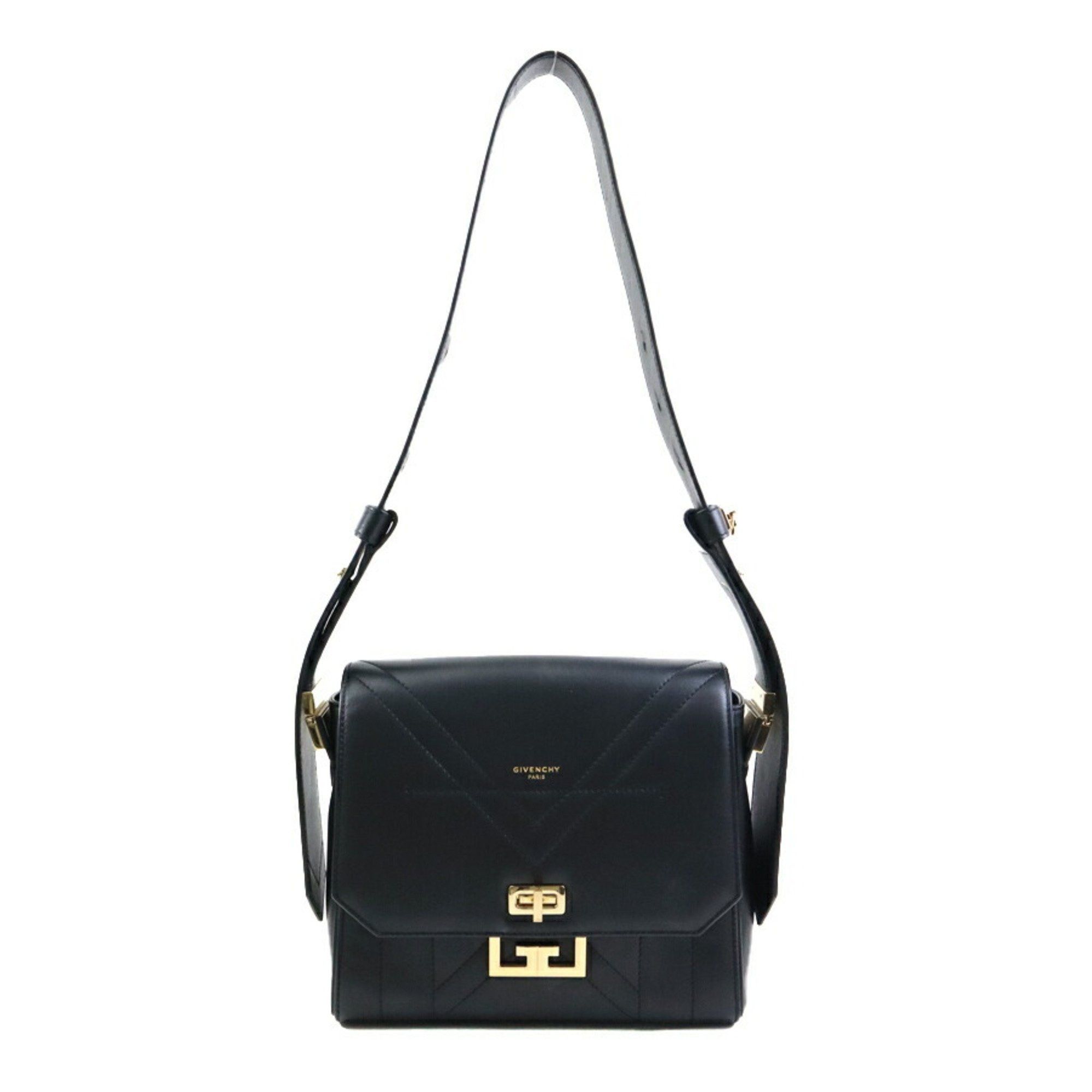 Givenchy Shoulder Bag Eden Medium Leather Black Gold Women's W1165G