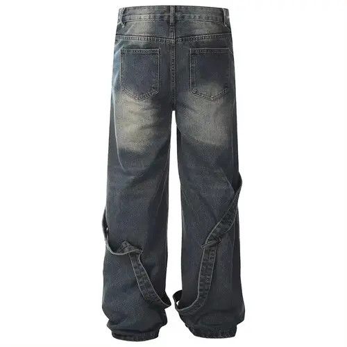 VIBE Design Hip Hop Baggy Washed Retro Loose Jeans y2k Size US 35 - 3 Thumbnail