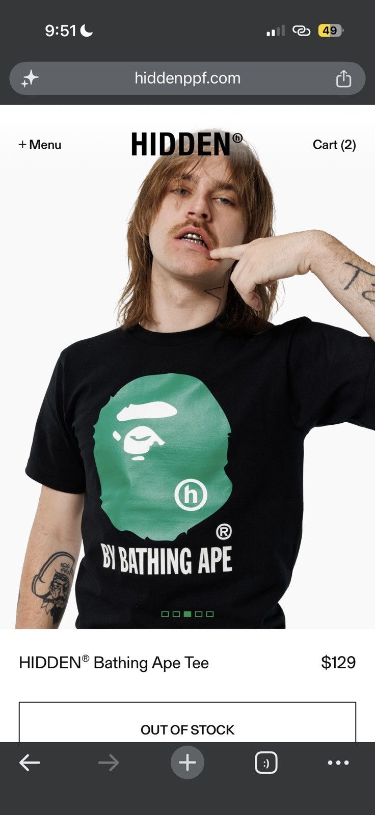 Bape BAPE X HIDDEN BATHING APE TEE - XL - BLACK Size US XL / EU 56 / 4 - 8 Thumbnail