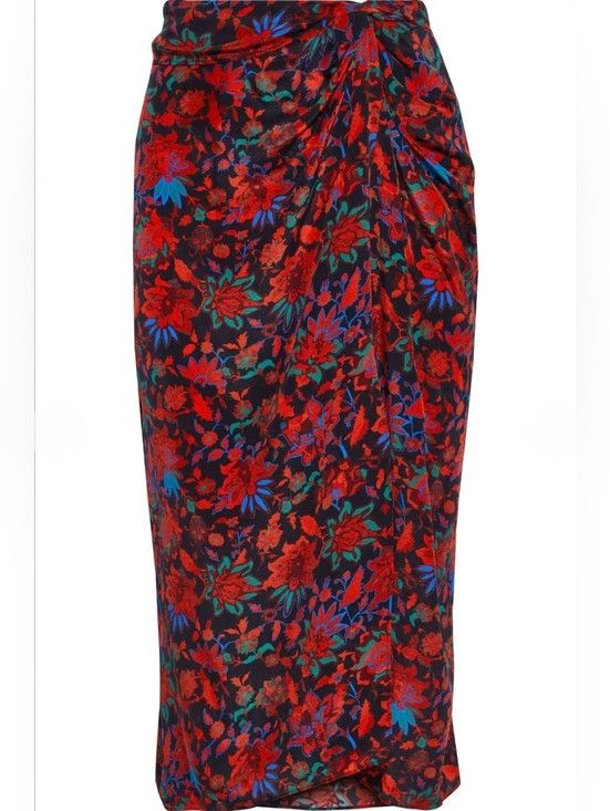 Rag & Bone Red Multi Amber Silk Floral Skirt Gift Party Spring Summer Size 26" / US 2 / IT 38 - 8 Thumbnail