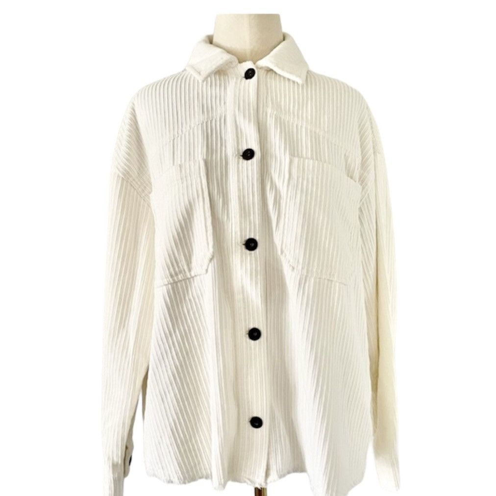 Zara Zara Corduroy Oversized Winter White Shacket Jacket M Size M / US 6-8 / IT 42-44 - 2 Thumbnail