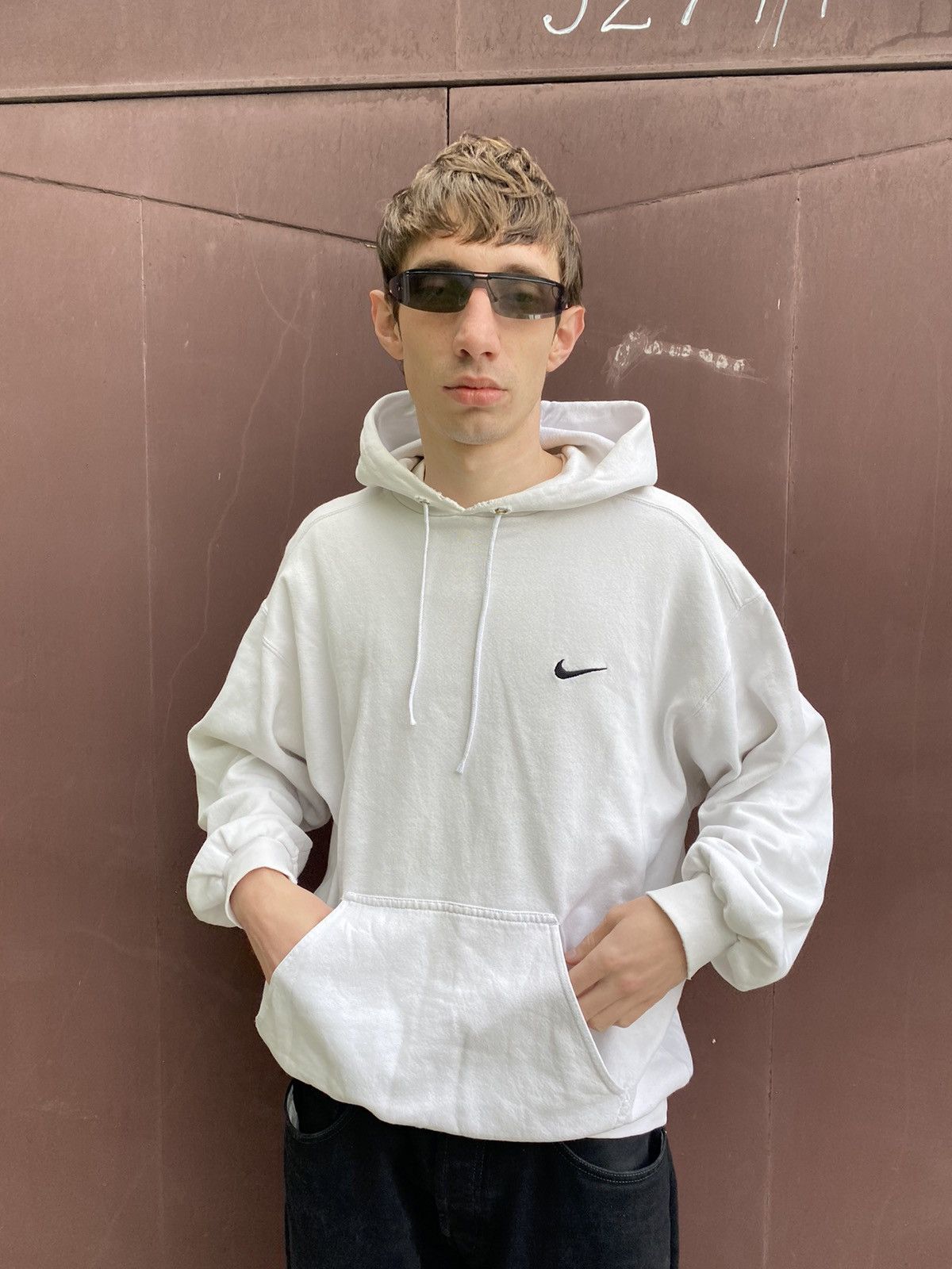 Nike × Vintage Vintage Nike Y2K Baggy Boxy Hoodie basic swoosh Size US L / EU 52-54 / 3 - 11 Thumbnail