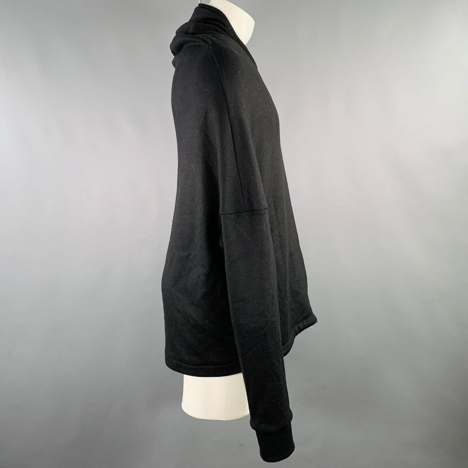 Thamanyah S Black Double Face Wool Cotton Blend Collarless Jacket Size US S / EU 44-46 / 1 - 2 Thumbnail