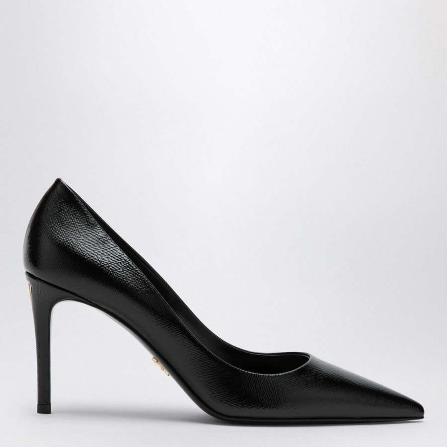 Prada o1d2blof0924 Logo Leather Décolleté in Black Size US 8 / IT 38 - 1 Thumbnail