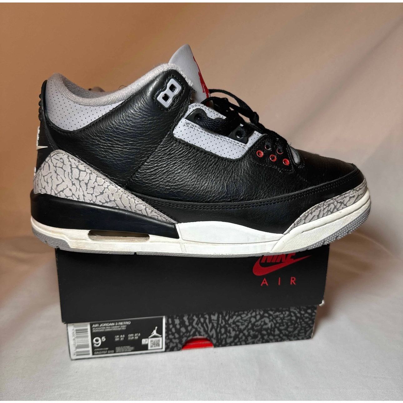 Jordan Brand × Nike Size 9.5 Air Jordan 3 Retro OG Black Cement 2024 Men's Shoes Size US 9.5 / EU 42-43 - 1 Thumbnail