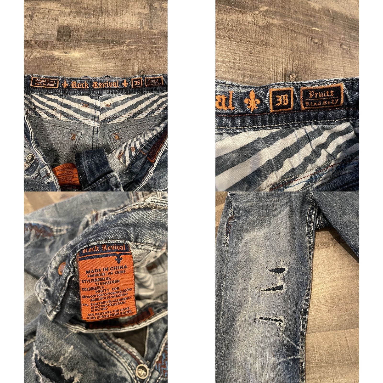 Vintage Rock Revival Mens Jeans 38 Fit - Blue Denim Size US 38 / EU 54 - 8 Thumbnail
