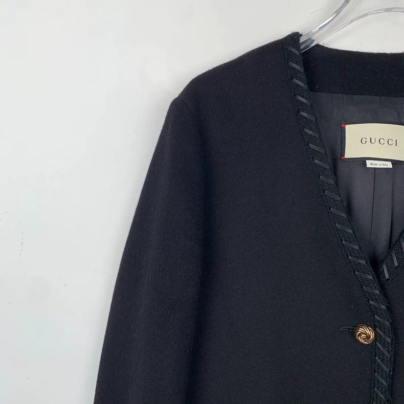 Gucci Gucci Black gold button V-neck wool coat 2502-Nextarrow Size US XXS / EU 40 - 3 Thumbnail
