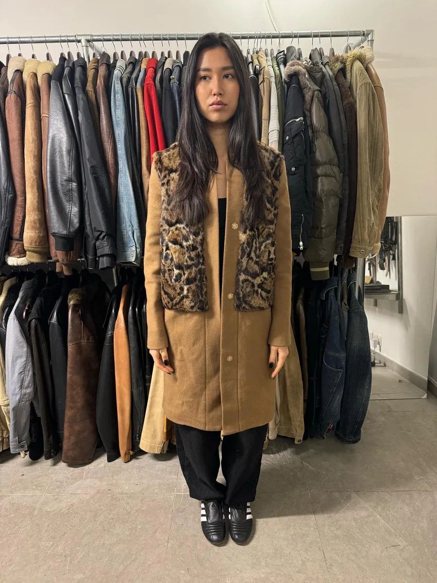 Just Cavalli Cavalli Leopard Fur Wool Camel Jacket Size XS / US 0-2 / IT 36-38 - 2 Thumbnail