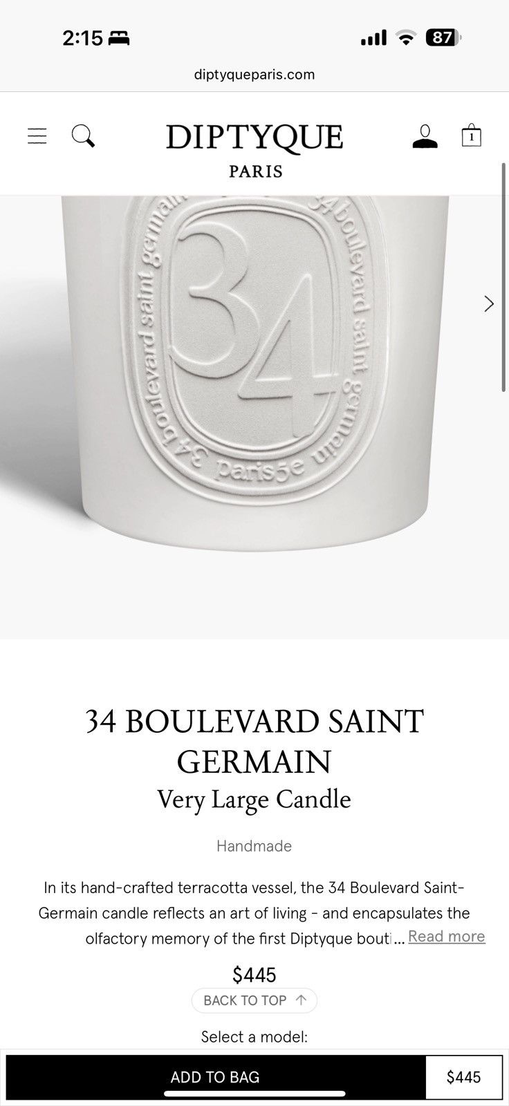 Diptyque 34 BOULEVARD SAINT GERMAIN Very Large Candle Size ONE SIZE - 10 Thumbnail