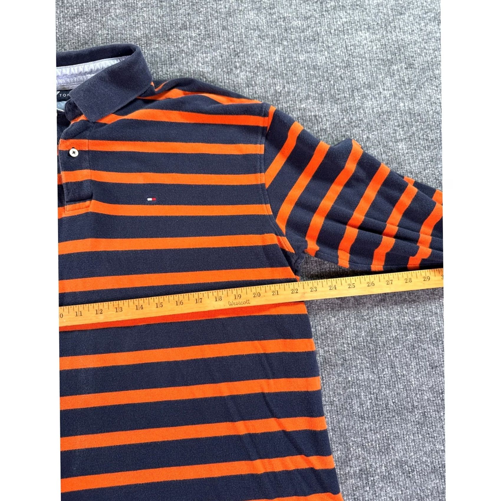 Tommy Hilfiger Tommy Hilfiger Shirt Mens XL Polo Rugby Navy Orange Striped Long Sleeve Cotton Size US XL / EU 56 / 4 - 4 Thumbnail