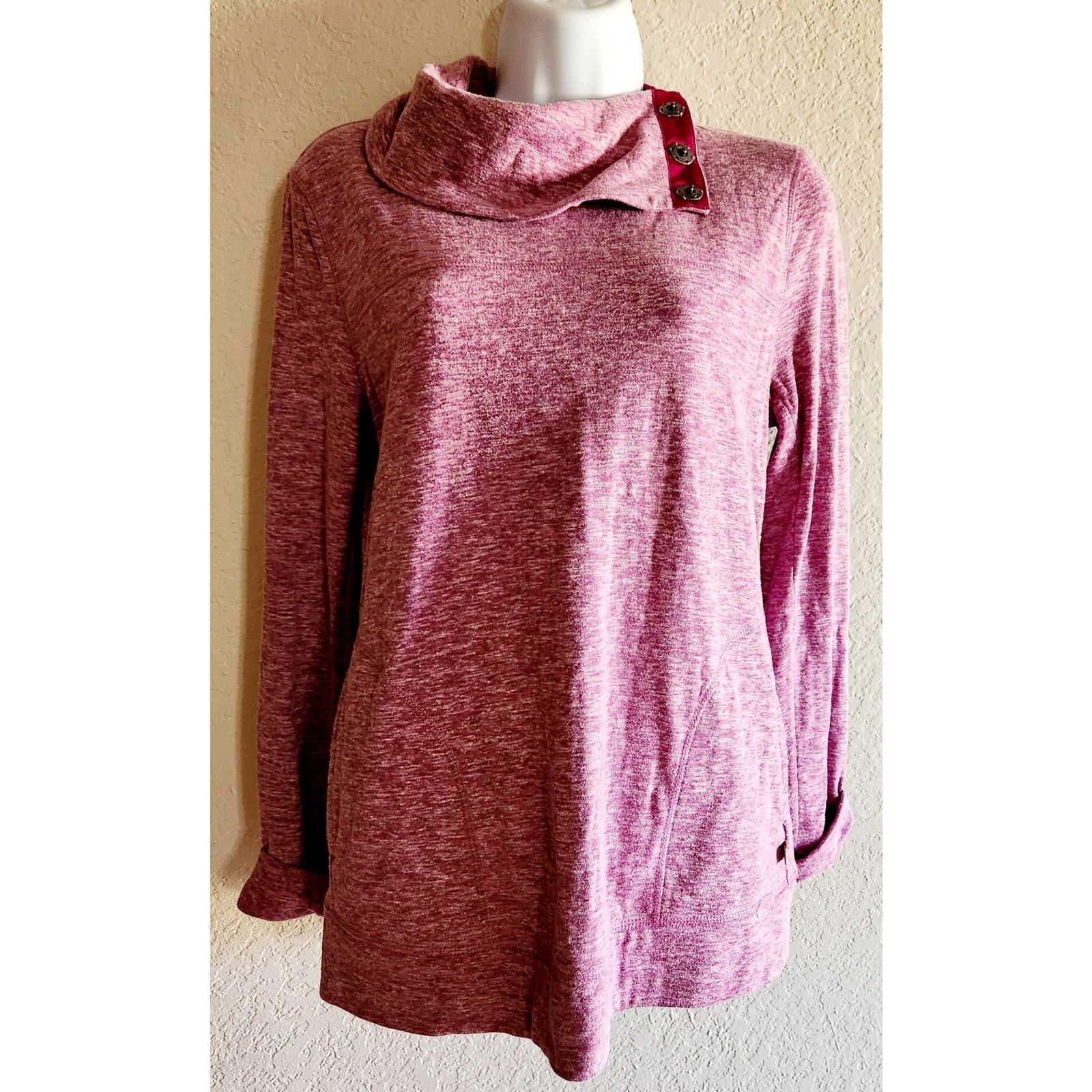 Other Talbots Purple Heathered Snap Cowl Neck Sweatshirt Small Size S / US 4 / IT 40 - 1 Thumbnail