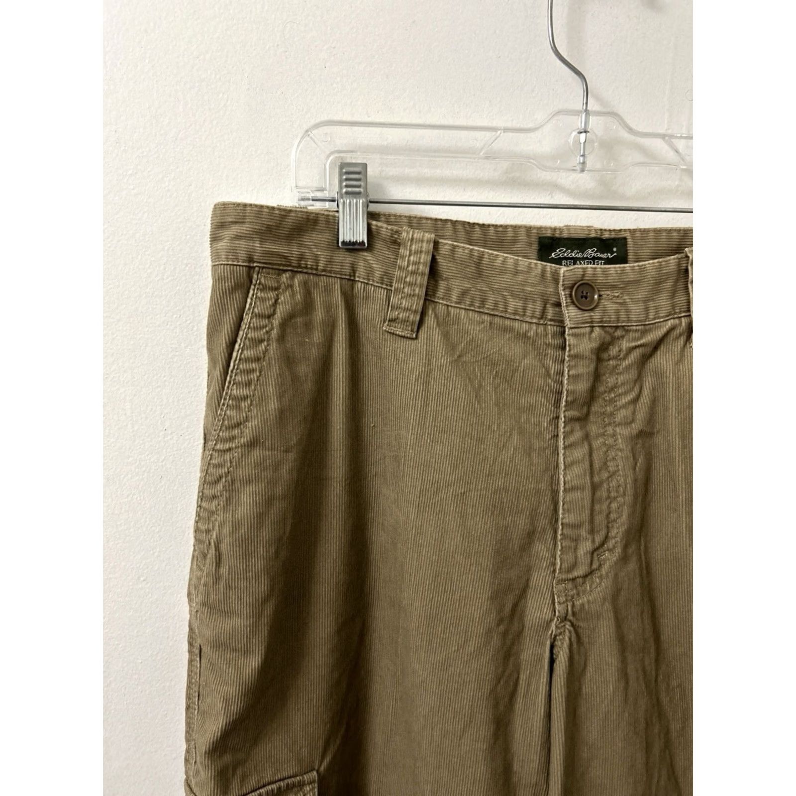 Eddie Bauer VINTAGE? No — Eddie Bauer Corduroy Cargo Pants Mens 33x27 Tan Relaxed Fit Straight Leg Size US 33 - 4 Thumbnail