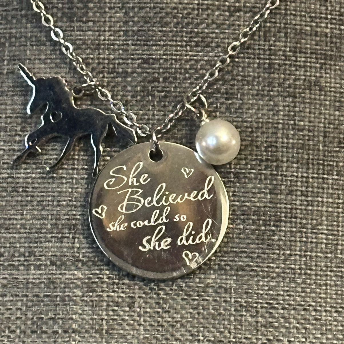 Other She Believed She Could So She Did multi charm necklace Size ONE SIZE - 4 Thumbnail