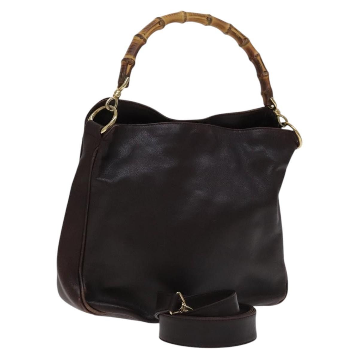 Gucci GUCCI Bamboo Handbag Leather Brown Gold 001 1705 001 1705 Size ONE SIZE - 1 Thumbnail