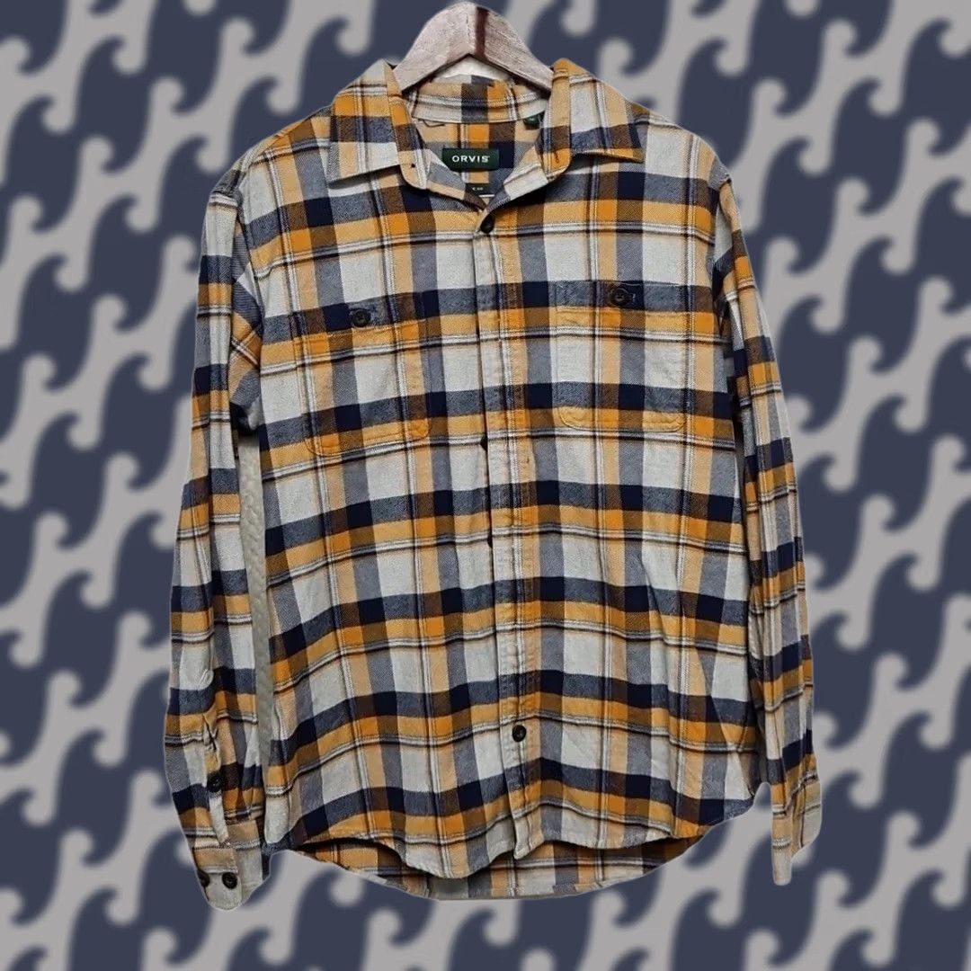 Orvis Orvis Plaid Flannel Shirt Men’s Medium Button-Up Long Sleeve Yellow Blue Multicolor Regular Fit Size US M / EU 48-50 / 2 - 1 Thumbnail