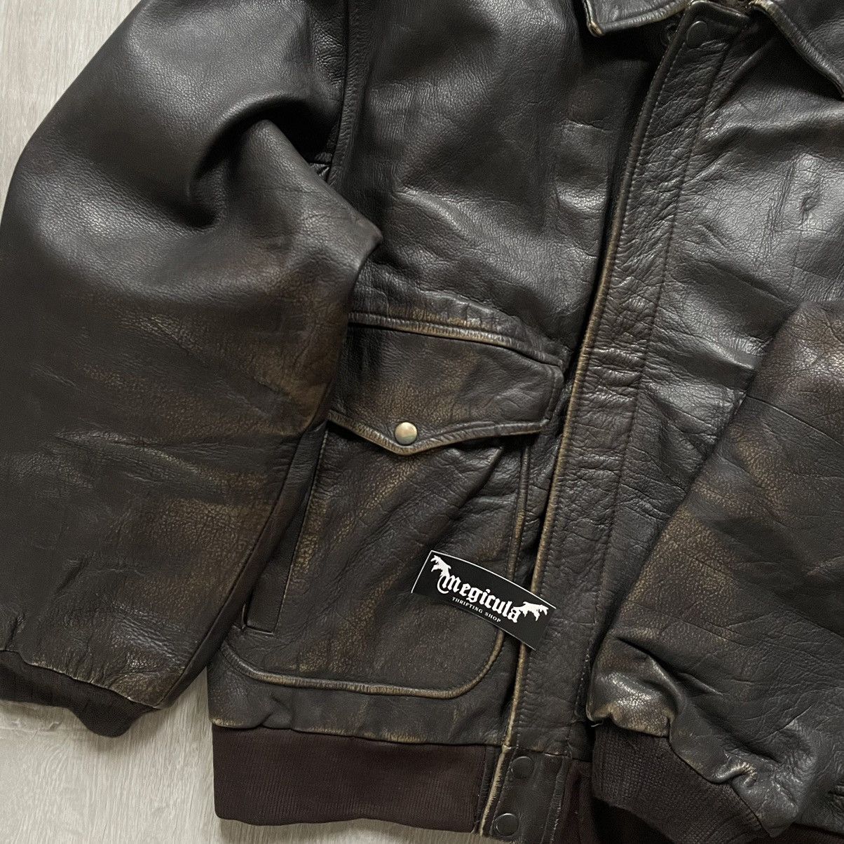 Other Challenge Vintage Pilot Flight Genuine Leather Jacket Size US L / EU 52-54 / 3 - 7 Thumbnail