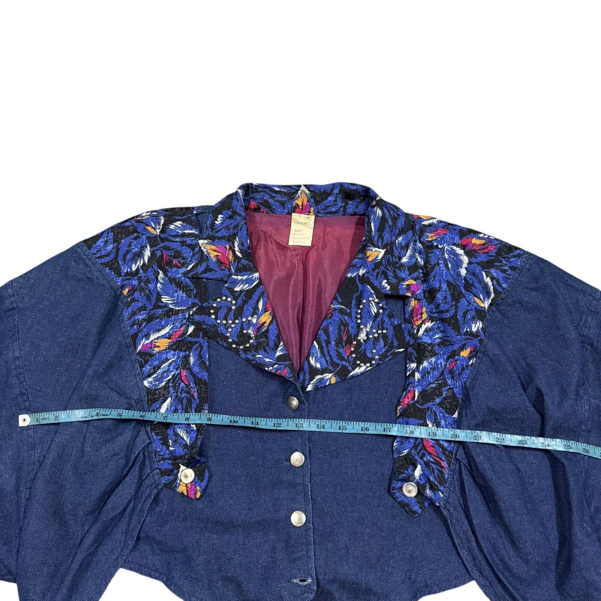Vitaly Design Vtg🔥V15 Studded Layered Soie Denim Narrow Cut Crop Jacket Size L / US 10 / IT 46 - 17 Thumbnail