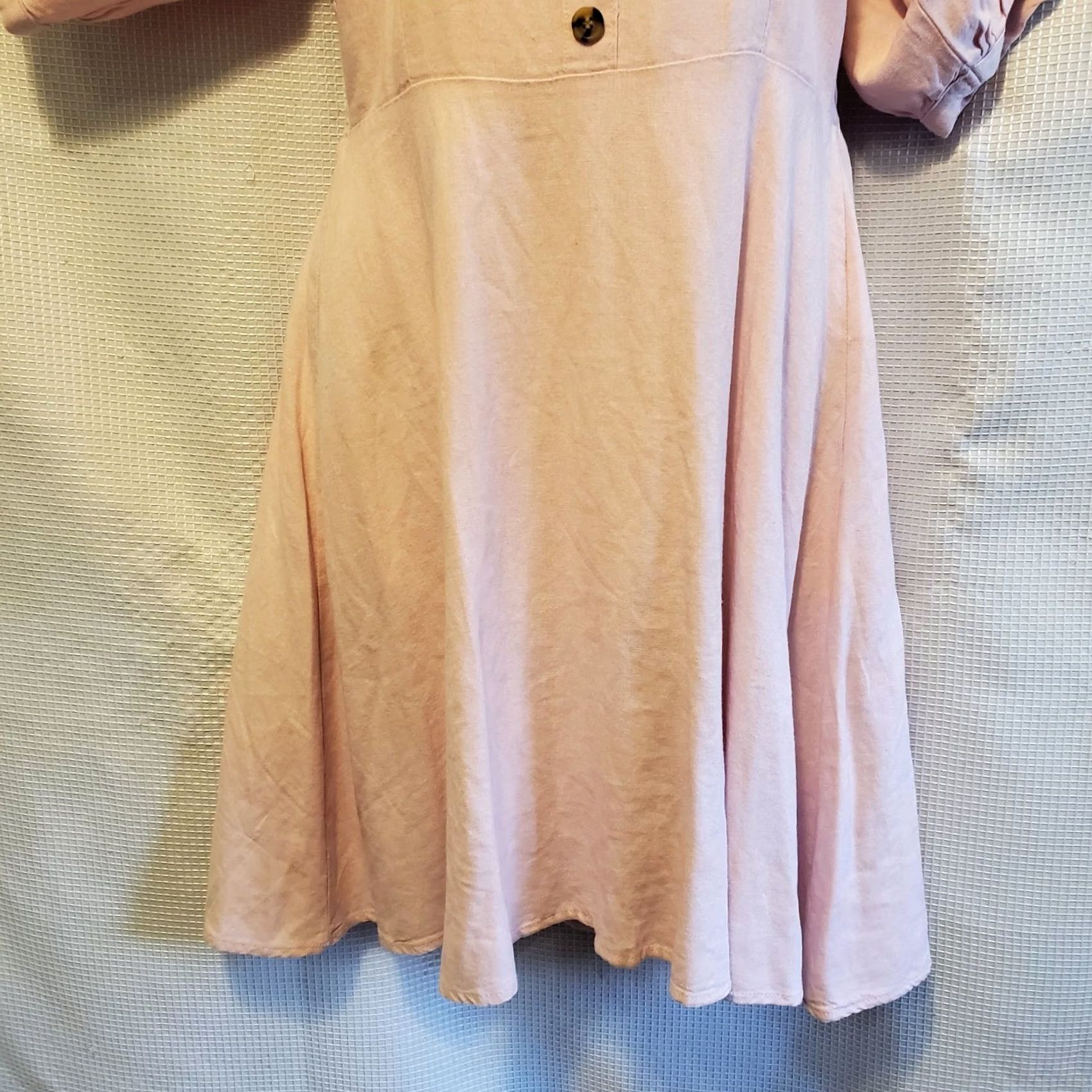 Vintage Vera Moda Pink Linen Mini Dress Balloon Sleeve Square Neck Pullover S Short Women Size S / US 4 / IT 40 - 4 Thumbnail