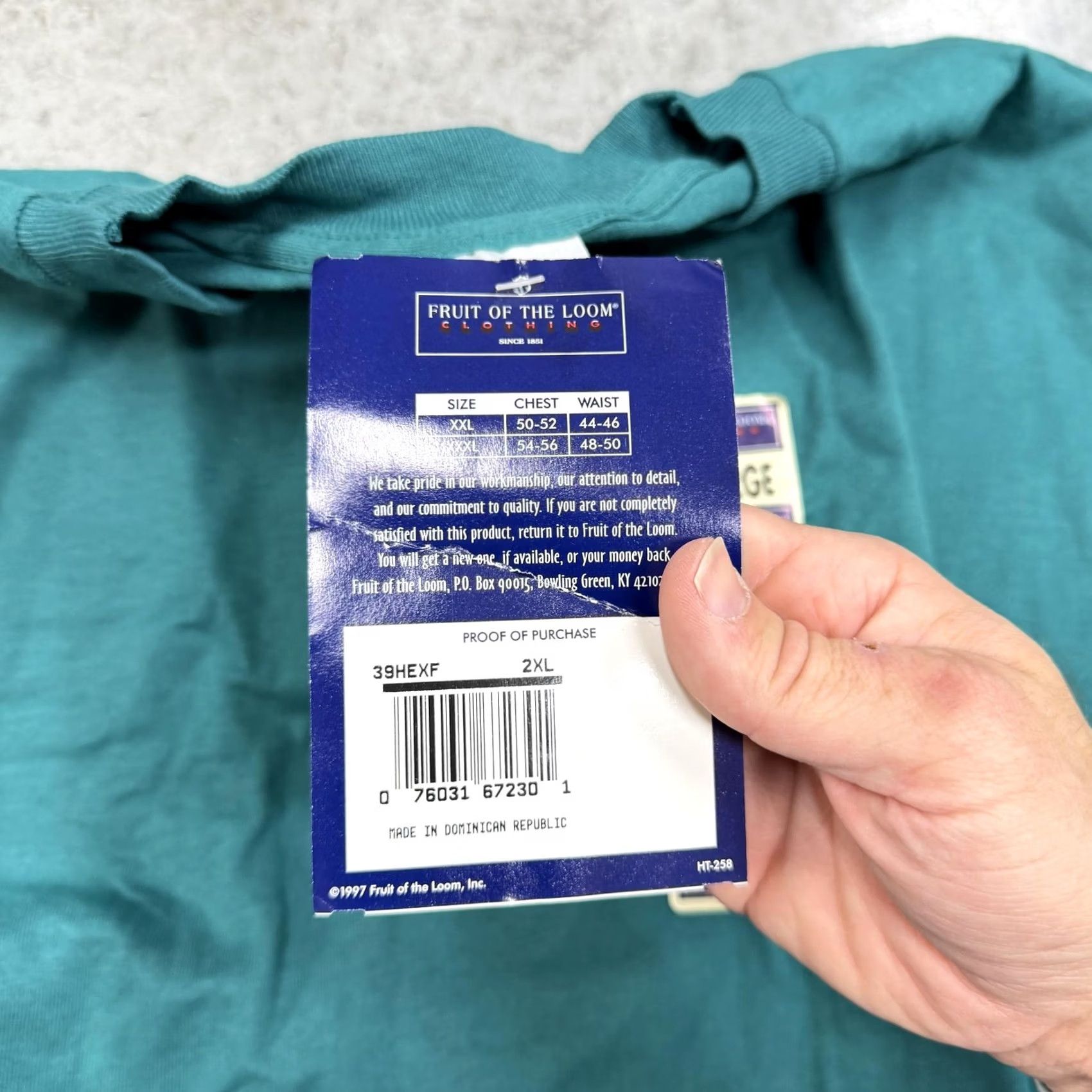 Fruit Of The Loom VINTAGE Fruit Of The Loom Shirt Mens 2XL Green Crew Neck Tee Short Sleeve Big & Tall Mens 90s Size US XXL / EU 58 / 5 - 4 Thumbnail