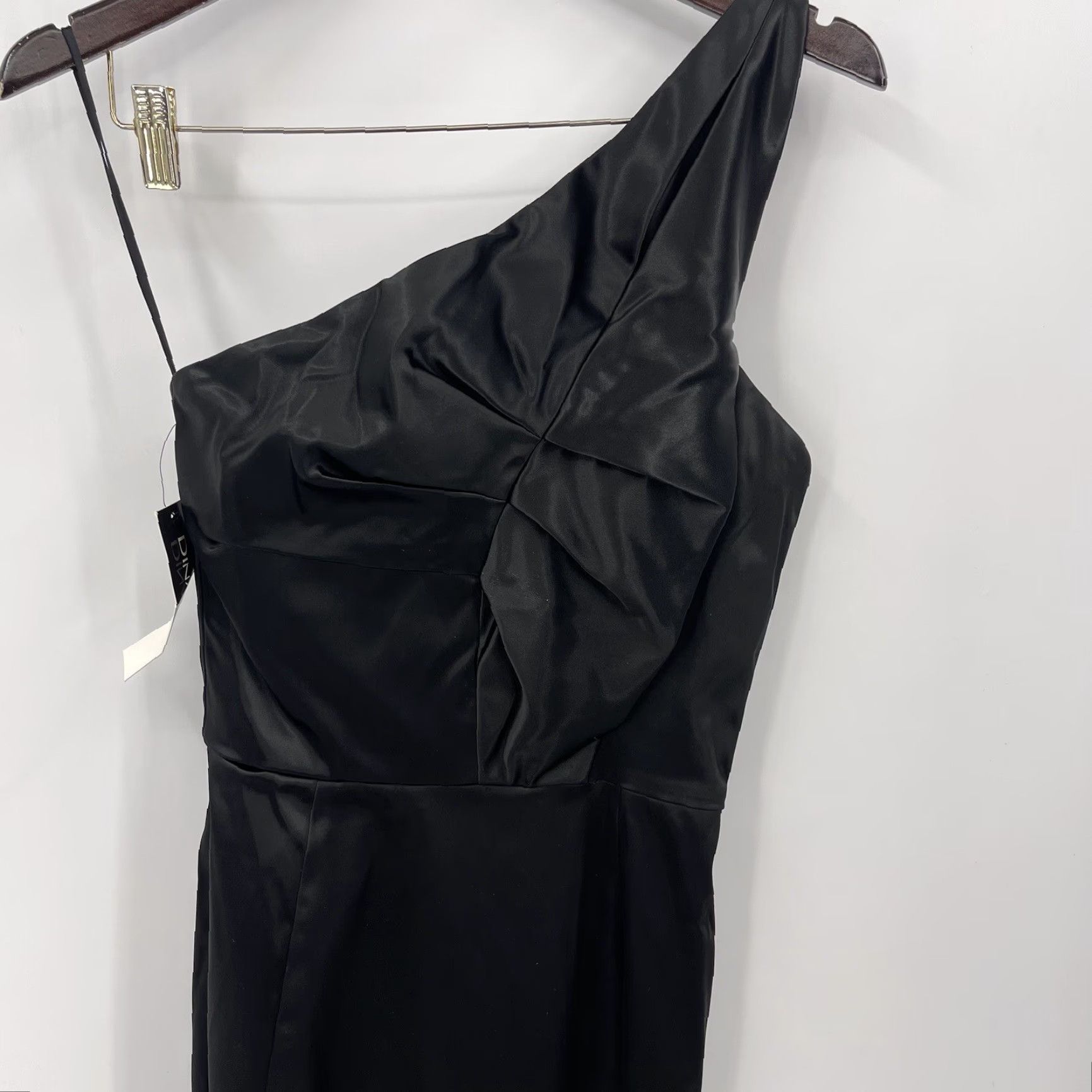Vintage VINTAGE Dina BAR-El Dress Womens Small S Black Mini One Shoulder 90s y2k Silk Satin Dress Length: Short Sleeveless Party/Cocktail Mens? Girls? Size S / US 4 / IT 40 - 2 Thumbnail