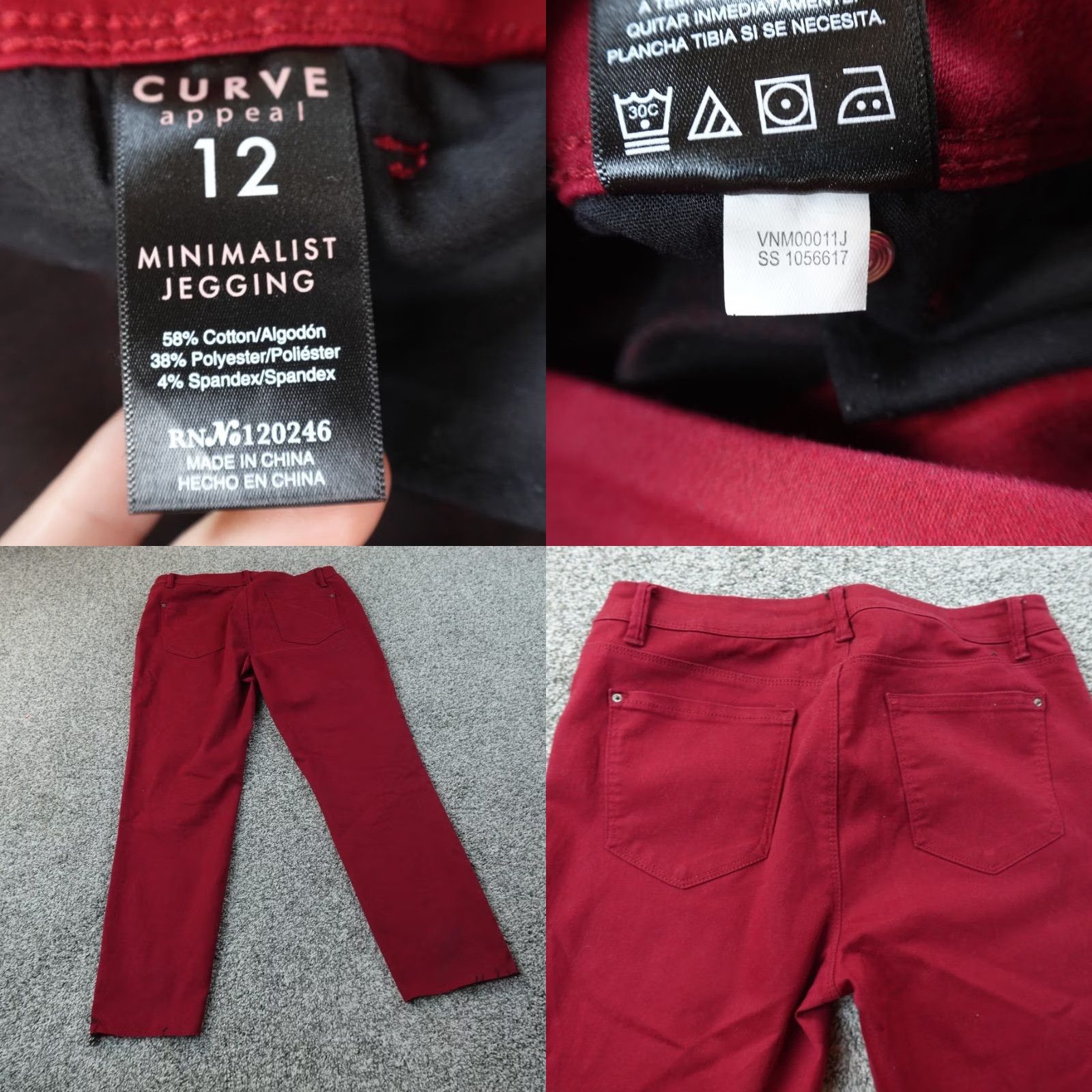Vintage Curve Appeal Pants Womens 12 Red Minimalist Jegging Jeans Stretch High Rise Flex Skinny Pockets Curv eAppeal Pants Size 34" / US 12 / IT 48 - 8 Thumbnail