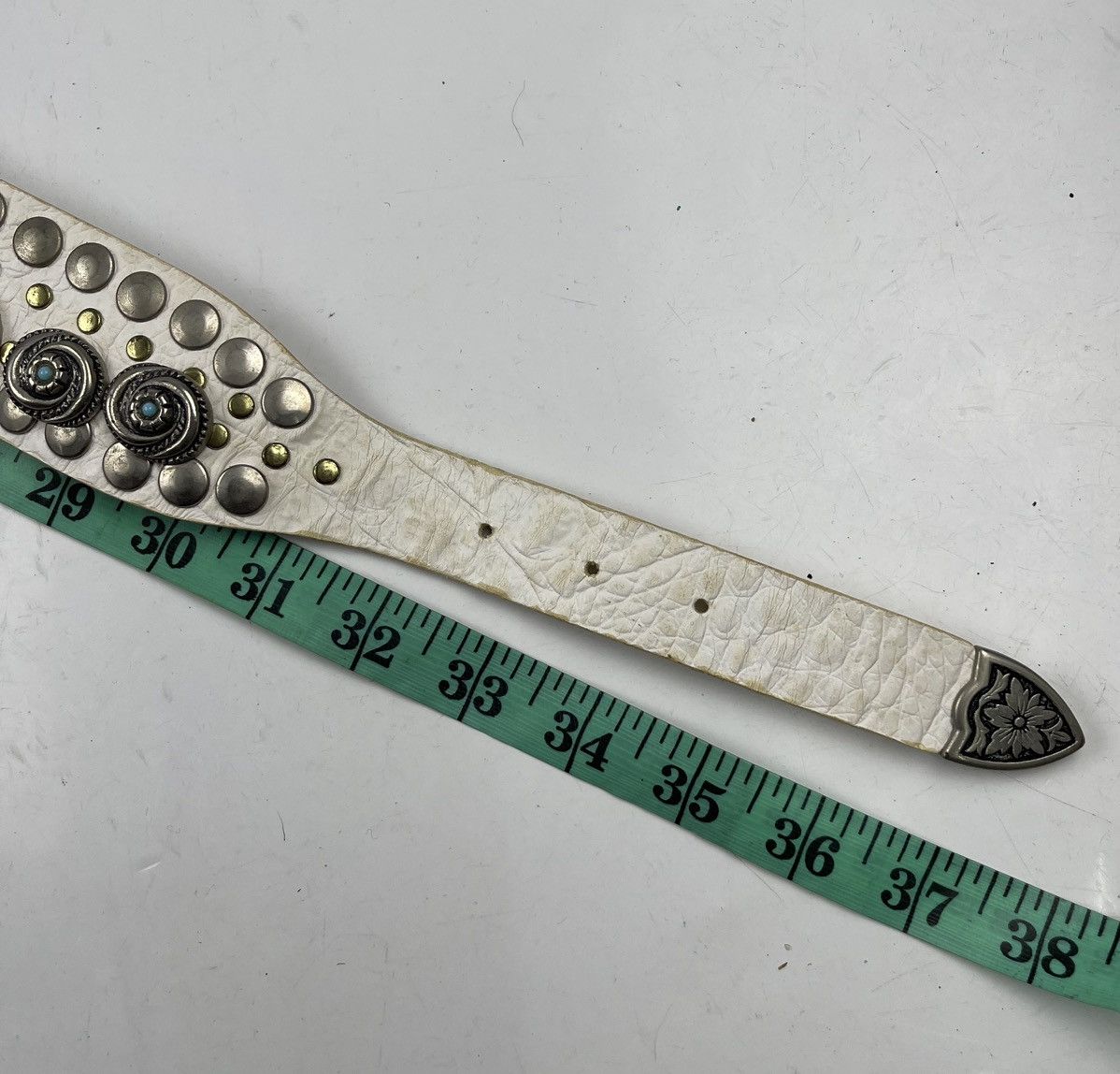 Japanese Brand rare designs nanni studded leather belt made in italy tc31 Size 34 - 5 Thumbnail