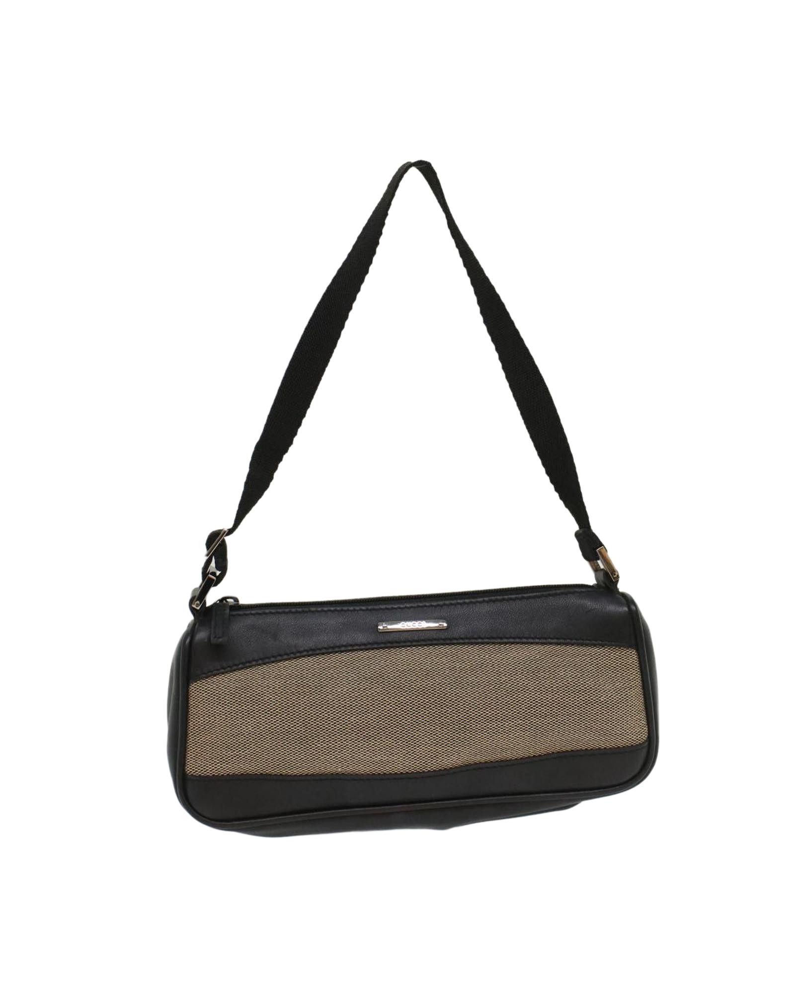 image of Gucci Canvas Leather Black Accessory Pouch, Women's