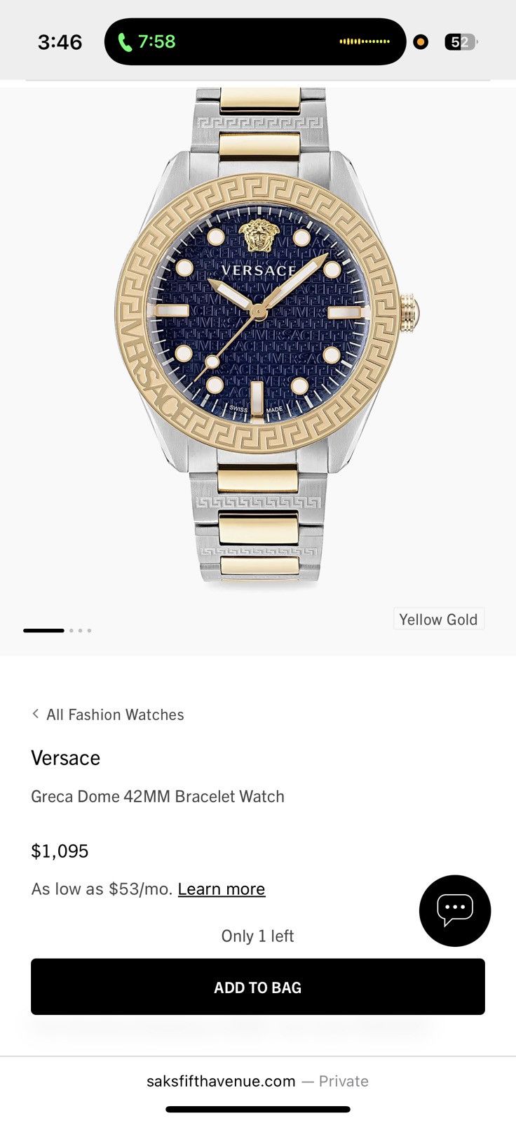 Versace Versace Greca Dome 42MM Bracelet Watch Size ONE SIZE - 1 Thumbnail