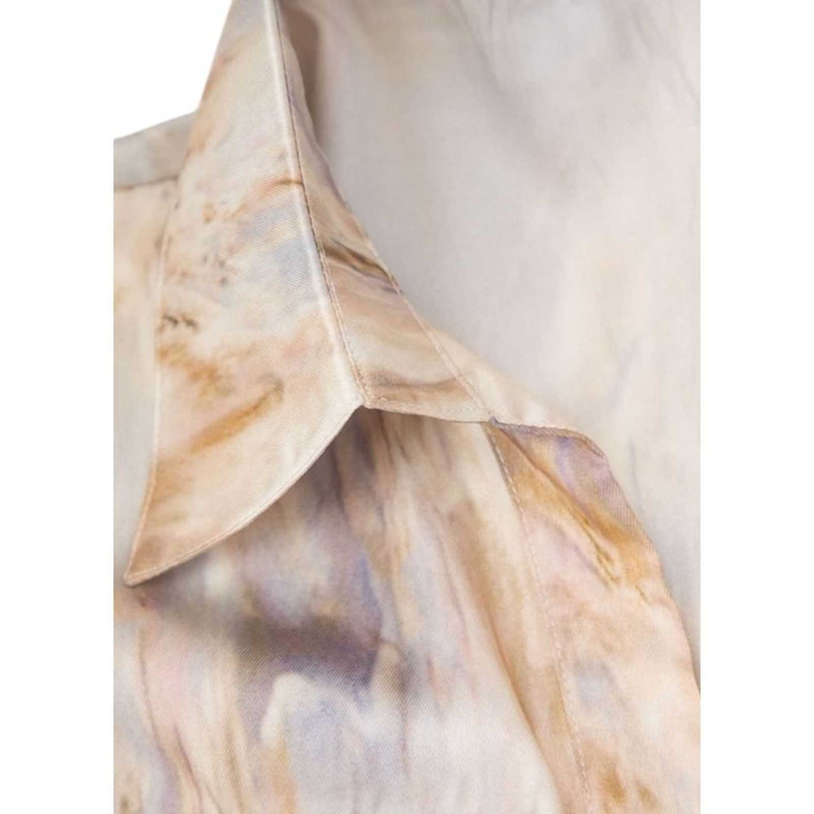 Other Multicolor Marble Print Twist Hem V-Neck Pocketed Crop Shirt Size XXL / US 16-18 / IT 52-54 - 3 Thumbnail