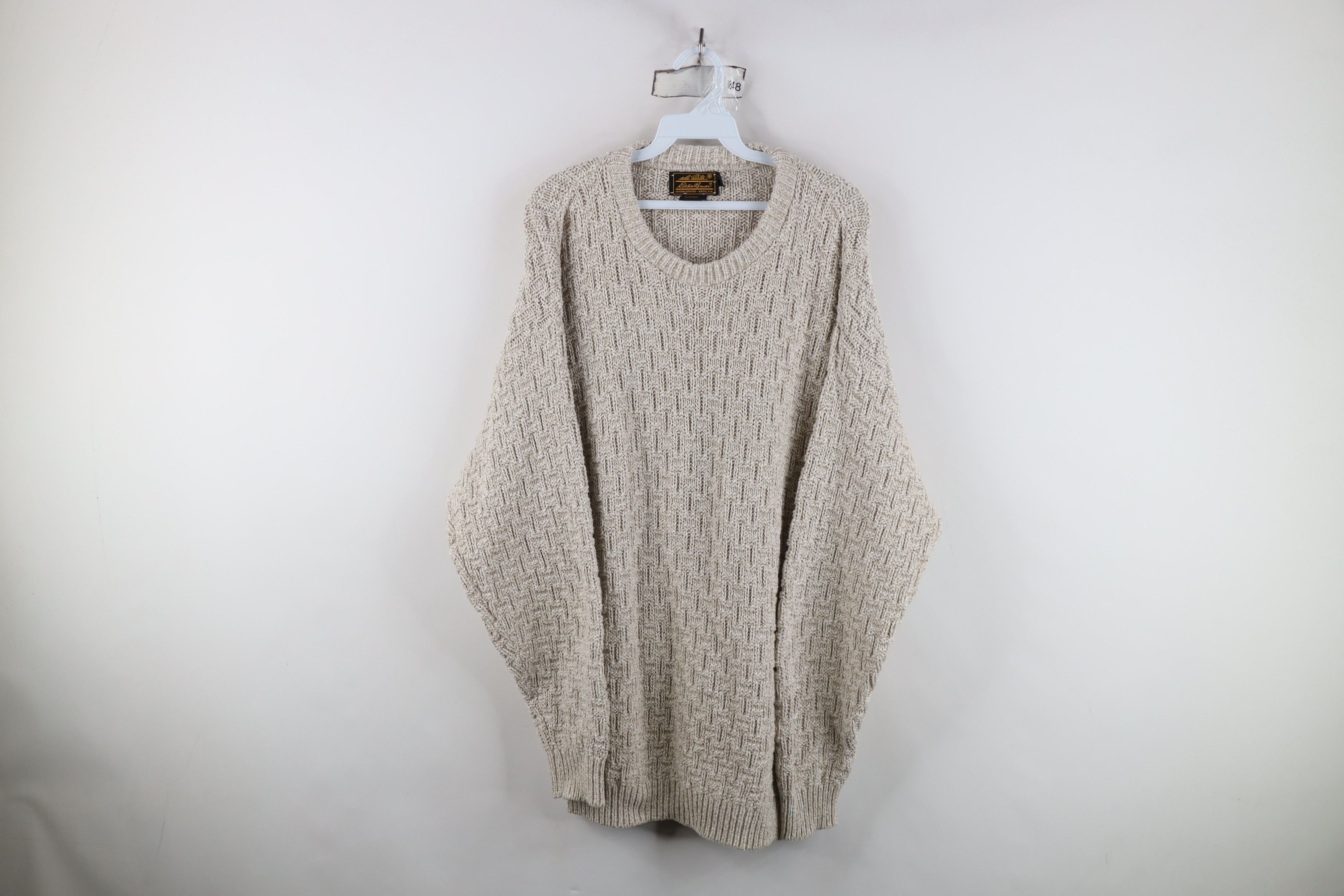 Eddie Bauer Vintage 90s Eddie Bauer Cross Weave Knit Sweater Beige USA Size US M / EU 48-50 / 2 - 1 Thumbnail
