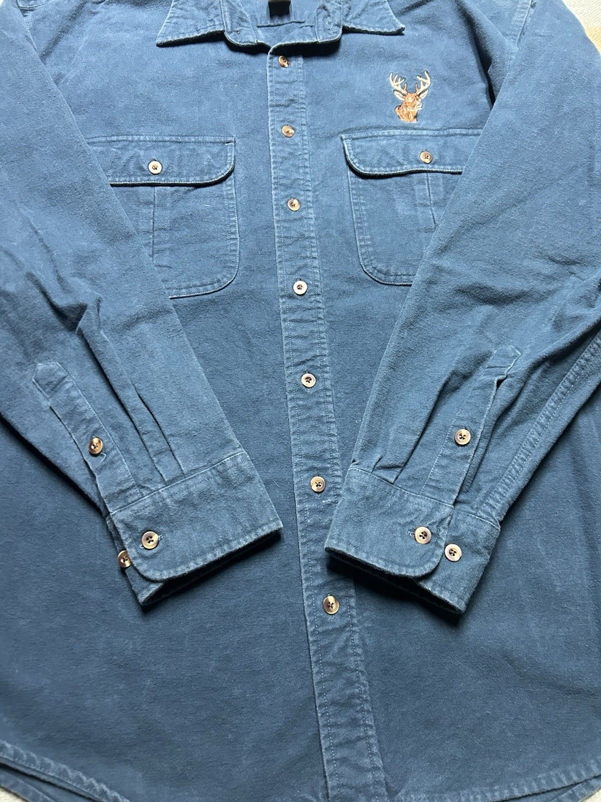 Vintage Vtg Cabelas button shirt deerskin chamois deer blue XL tall Size US XL / EU 56 / 4 - 2 Thumbnail