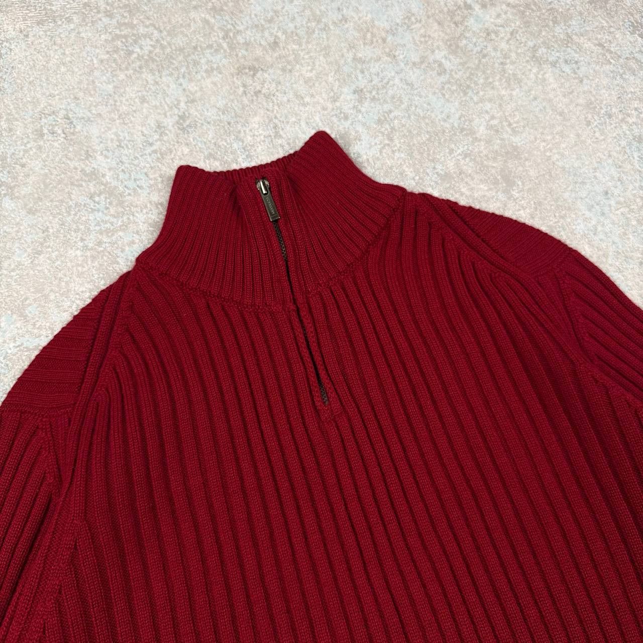 Burberry Burberry Red Knit Ribbed 1/4 Zip Sweater Size XS / US 0-2 / IT 36-38 - 4 Thumbnail