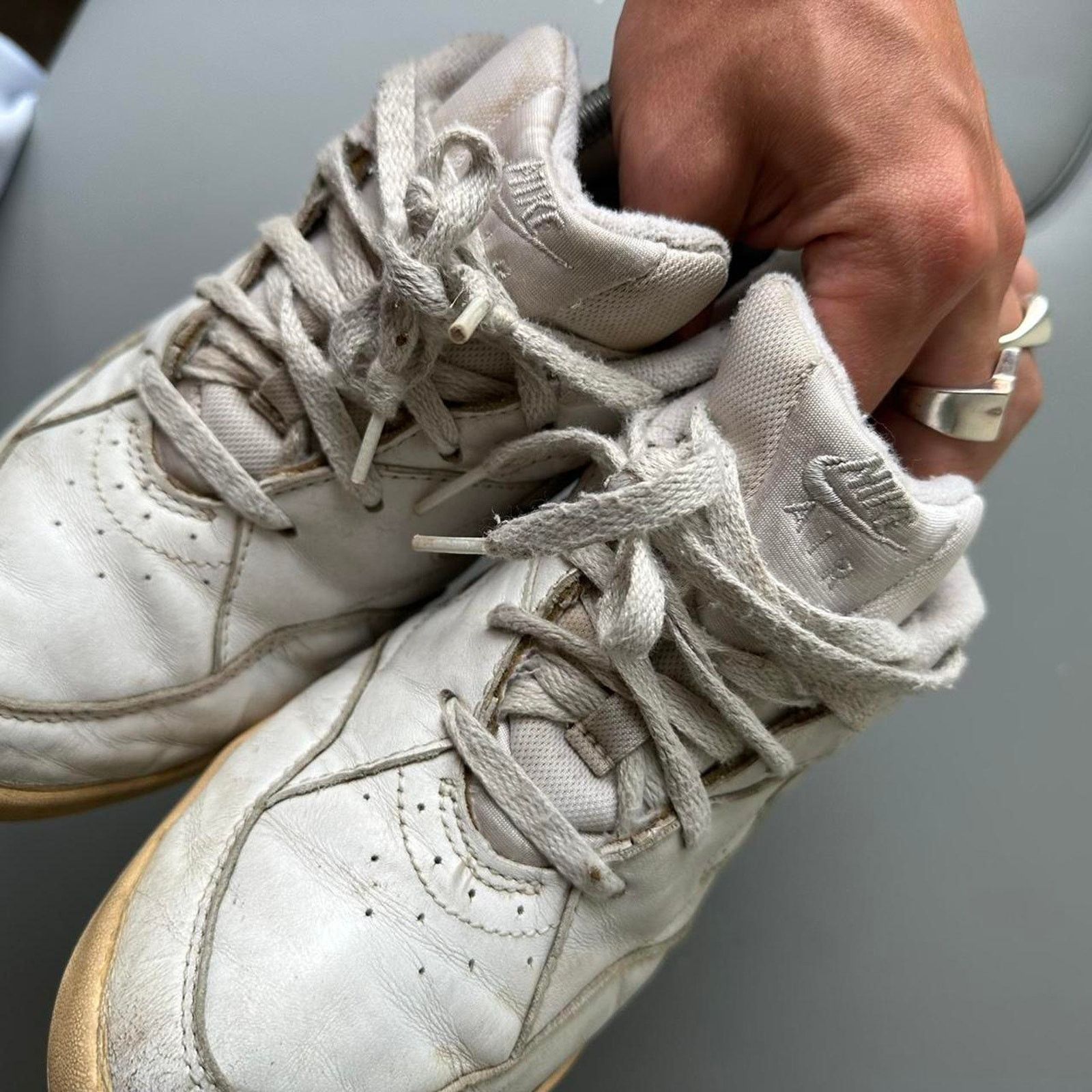 Nike Vintage 90s Nike Air White Grey Chunky Tennis Training Shoes Size US 9.5 / IT 39.5 - 5 Thumbnail