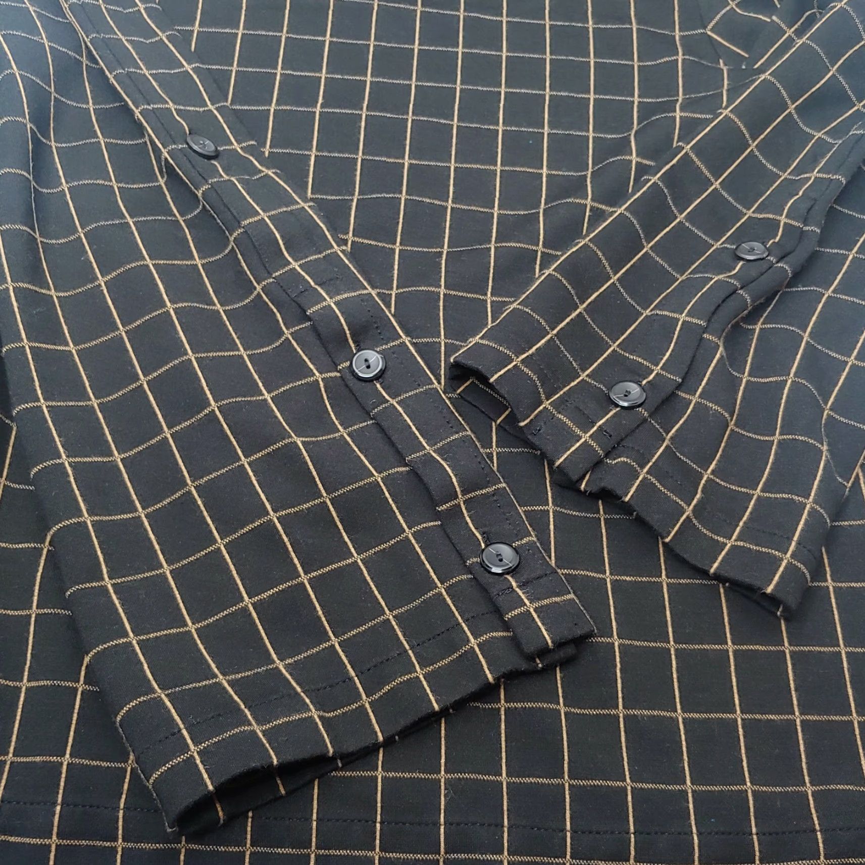 Vintage J Jill Ponte Shirt Women Large Knit Button Sleeve Black Tan Plaid Classic Grid Shirt Ladies A-line Mens? Size L / US 10 / IT 46 - 4 Thumbnail